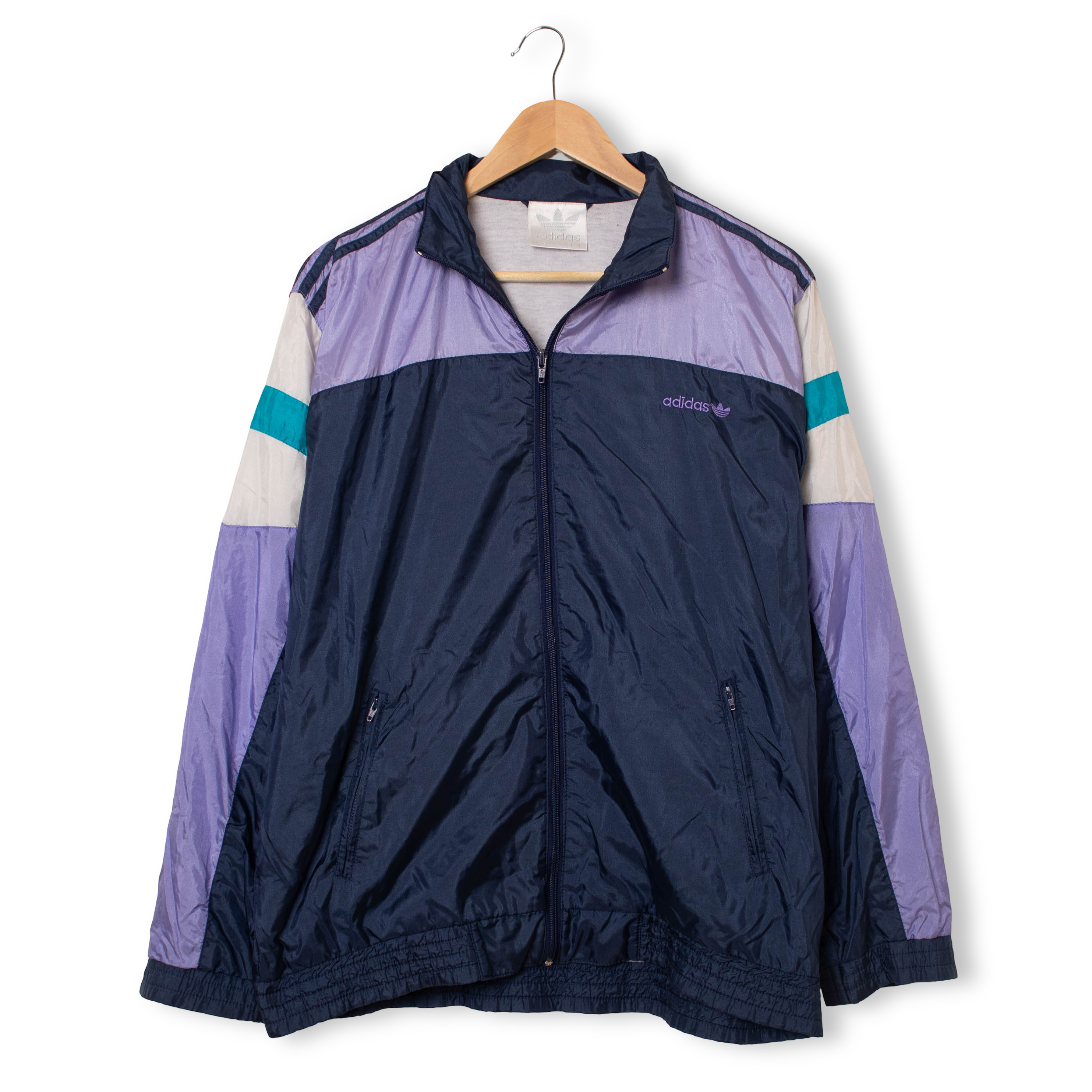 Vintage Adidas 90s colorblock purple Windbreaker Jacket - Size M/L