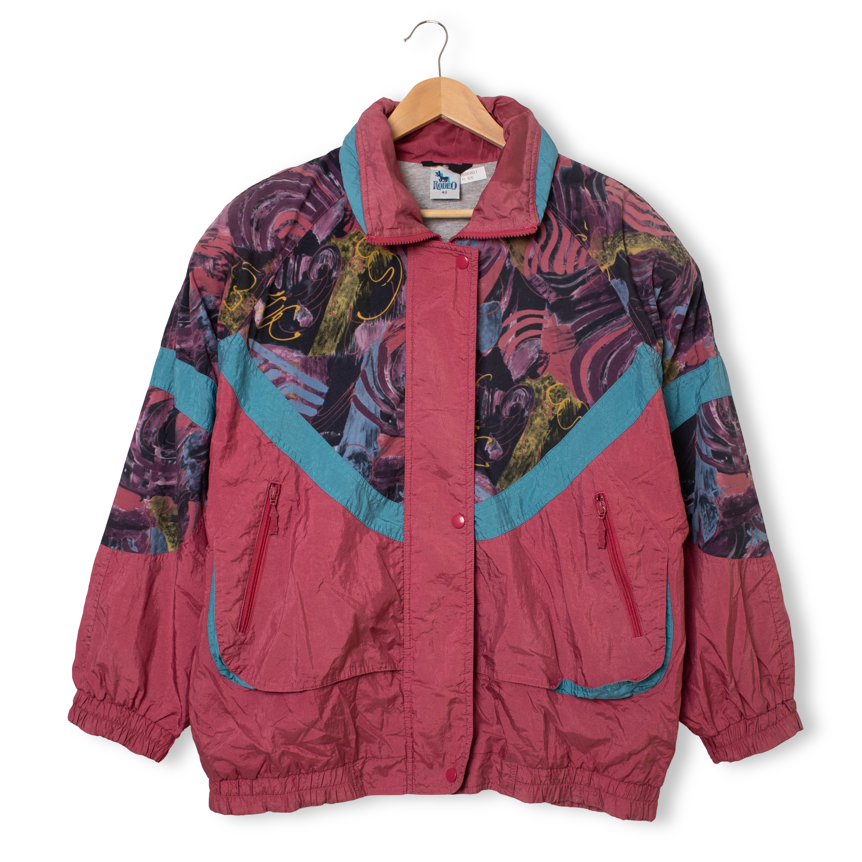 Vintage Rodeo abstract pattern pink and multicolor Windbreaker Jacket - Size M