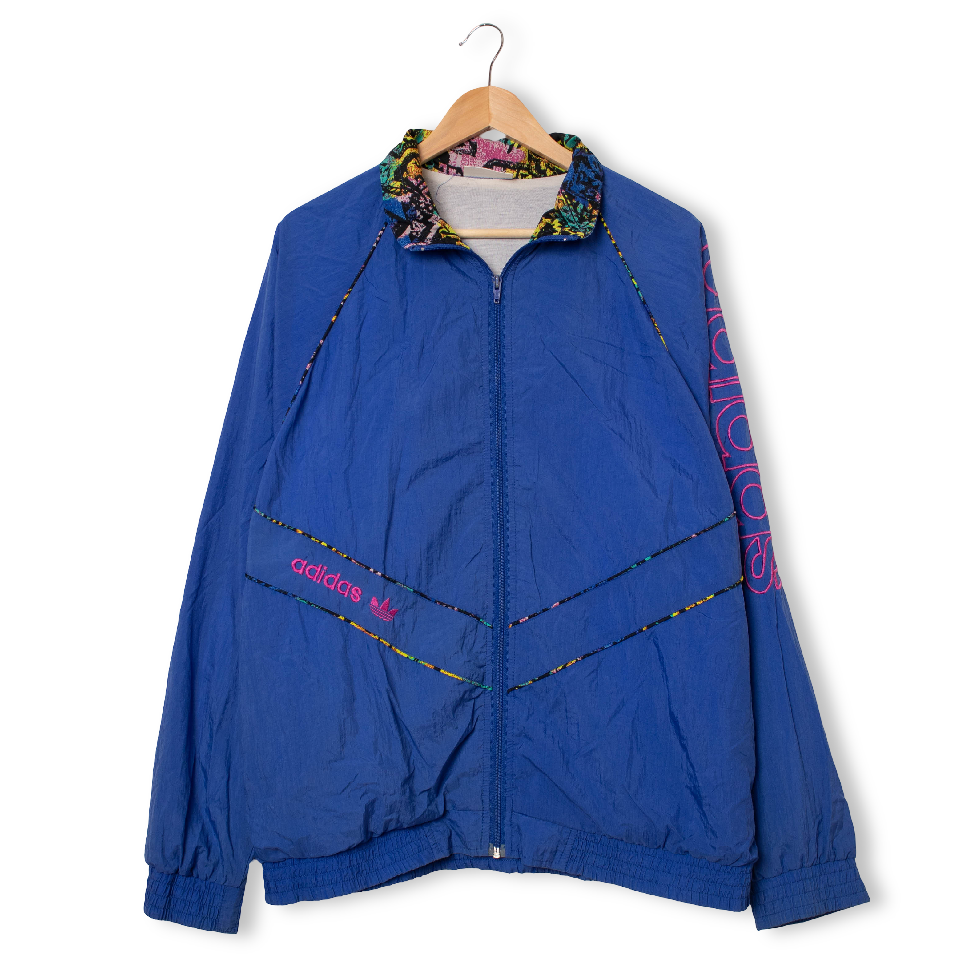 Vintage Adidas 90s graphic detail blue Windbreaker Jacket - Size L