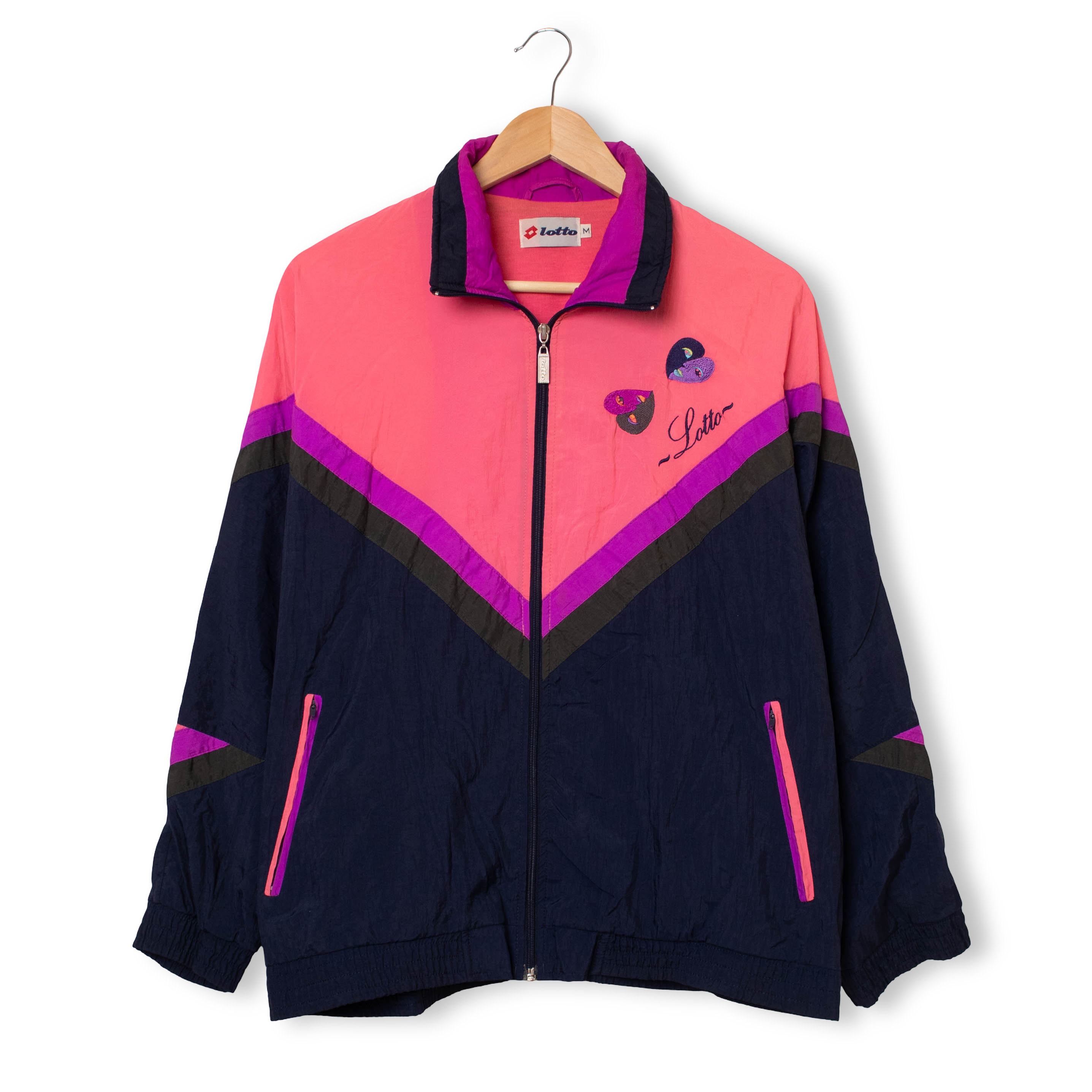 Vintage Lotto 90s colorblock pink navy Windbreaker Jacket - Size M