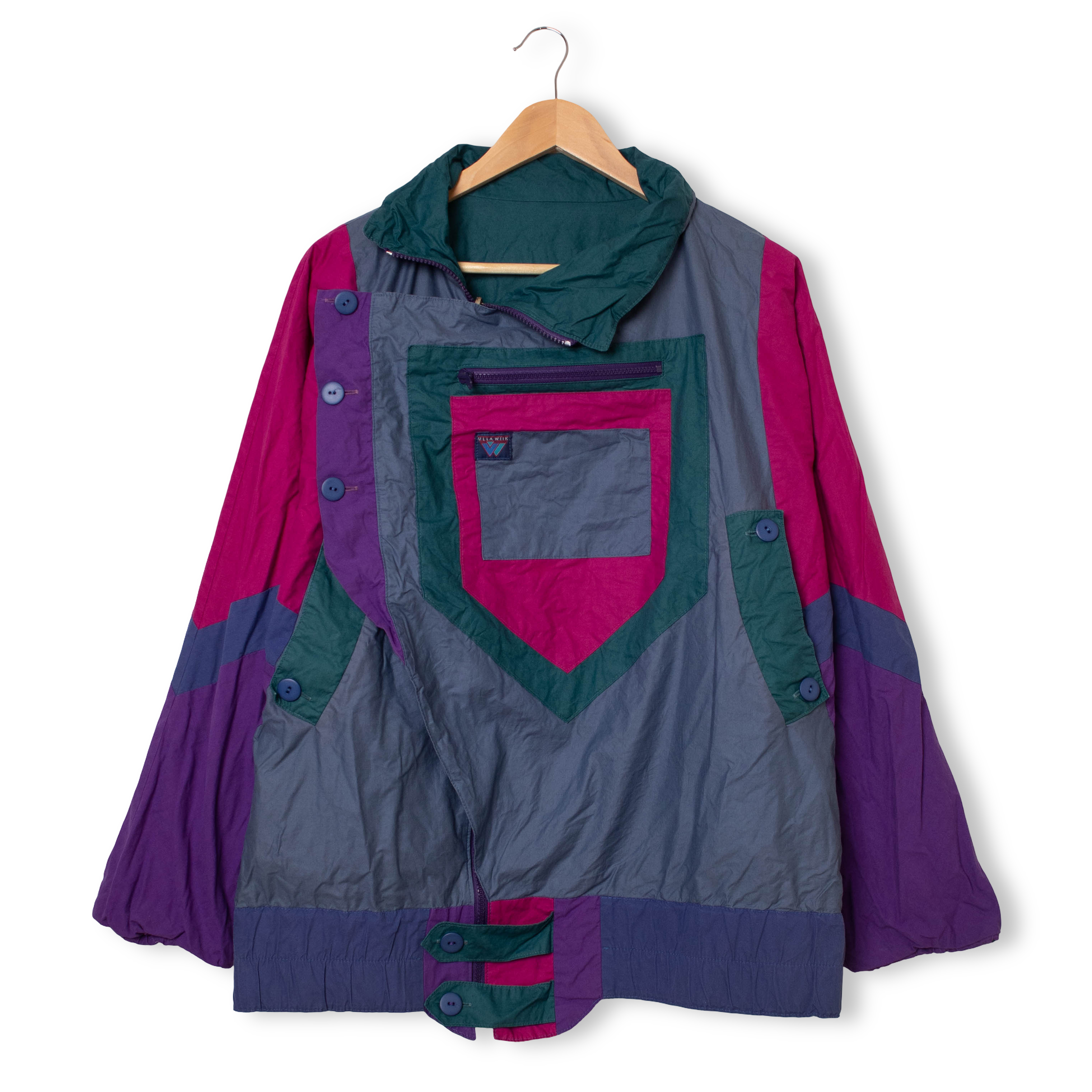 Vintage 80s multicolor purple geometric pattern Windbreaker Jacket - Size XL