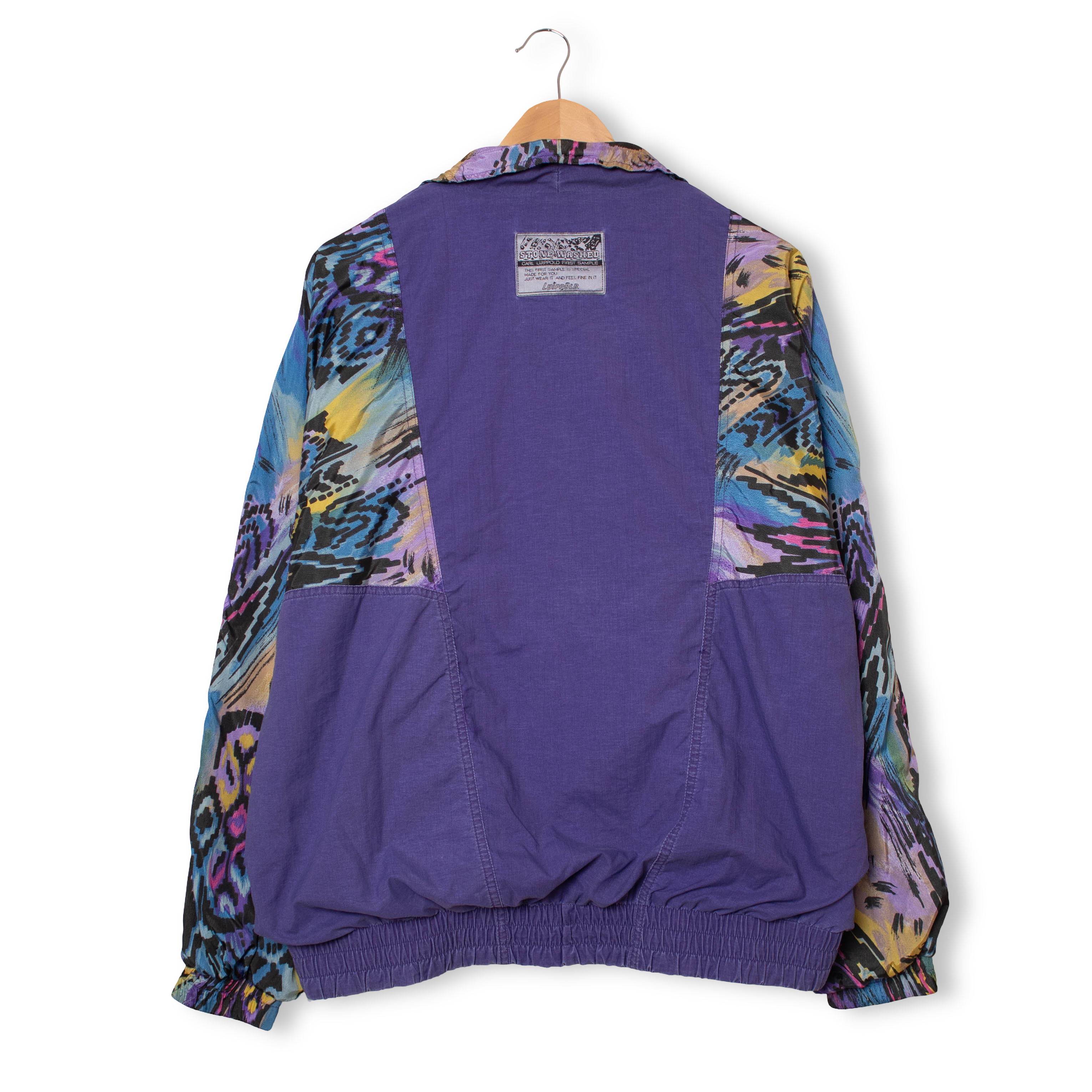Vintage 80s purple abstract pattern quarter zip Windbreaker Jacket - Size L