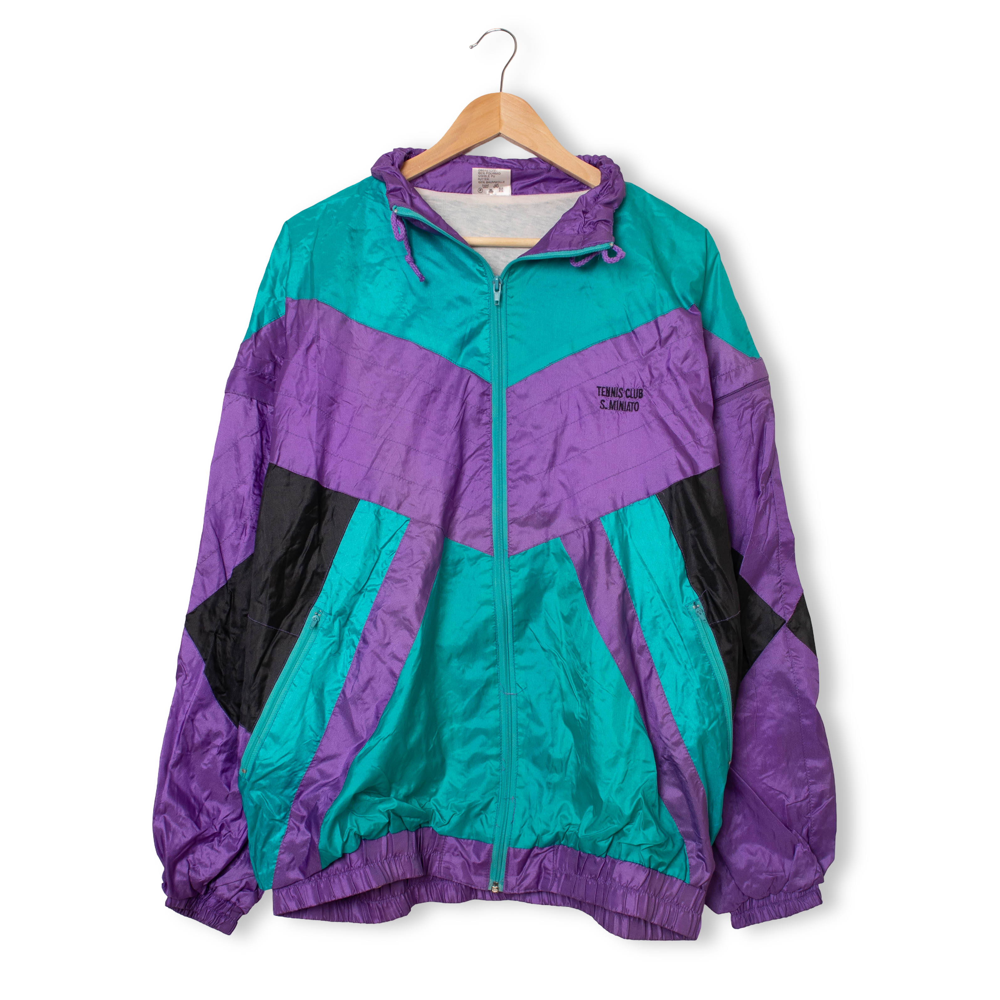 Vintage 90s purple and green colorblock zip Windbreaker Jacket - Size XL/XXL