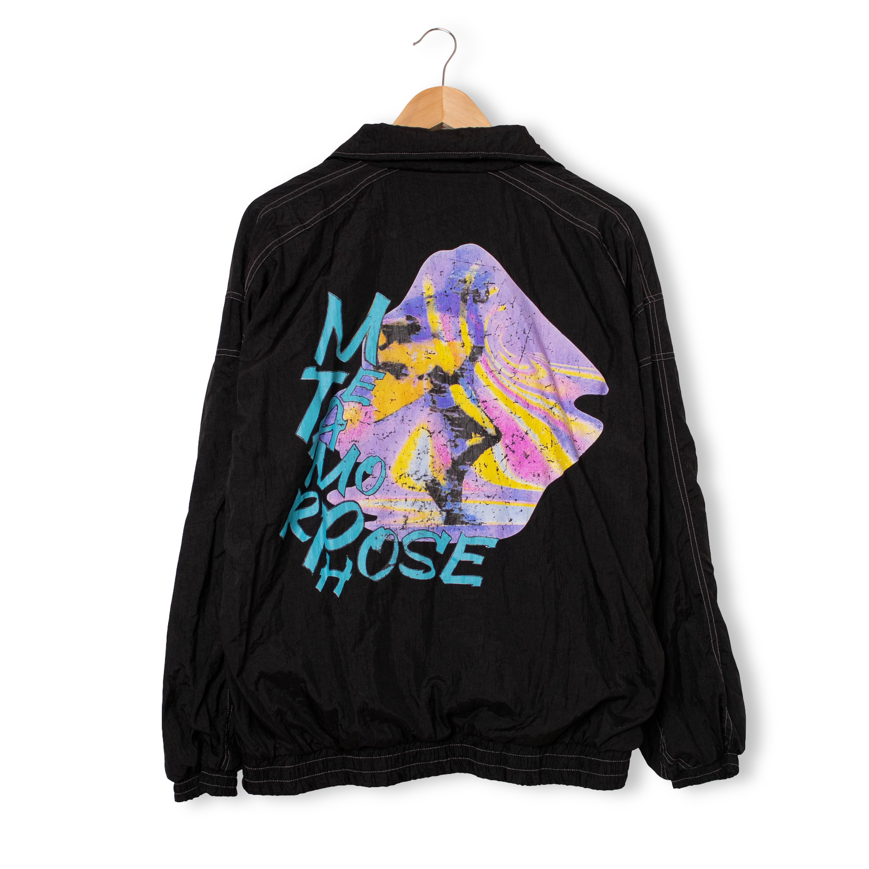 Vintage 90s black graphic printed Windbreaker Jacket - Size M