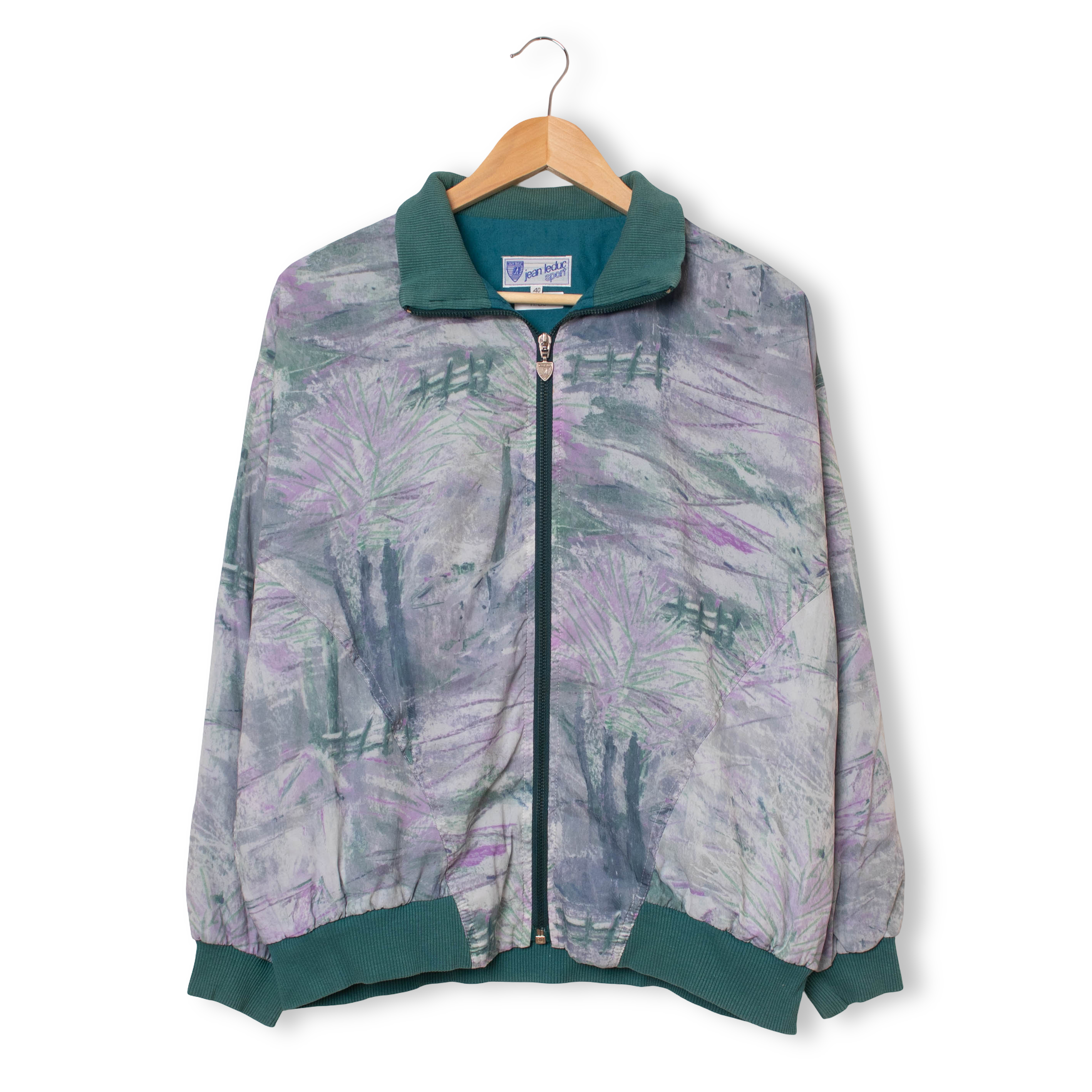 Vintage 90s abstract print green lilac Windbreaker Jacket - Size S/M