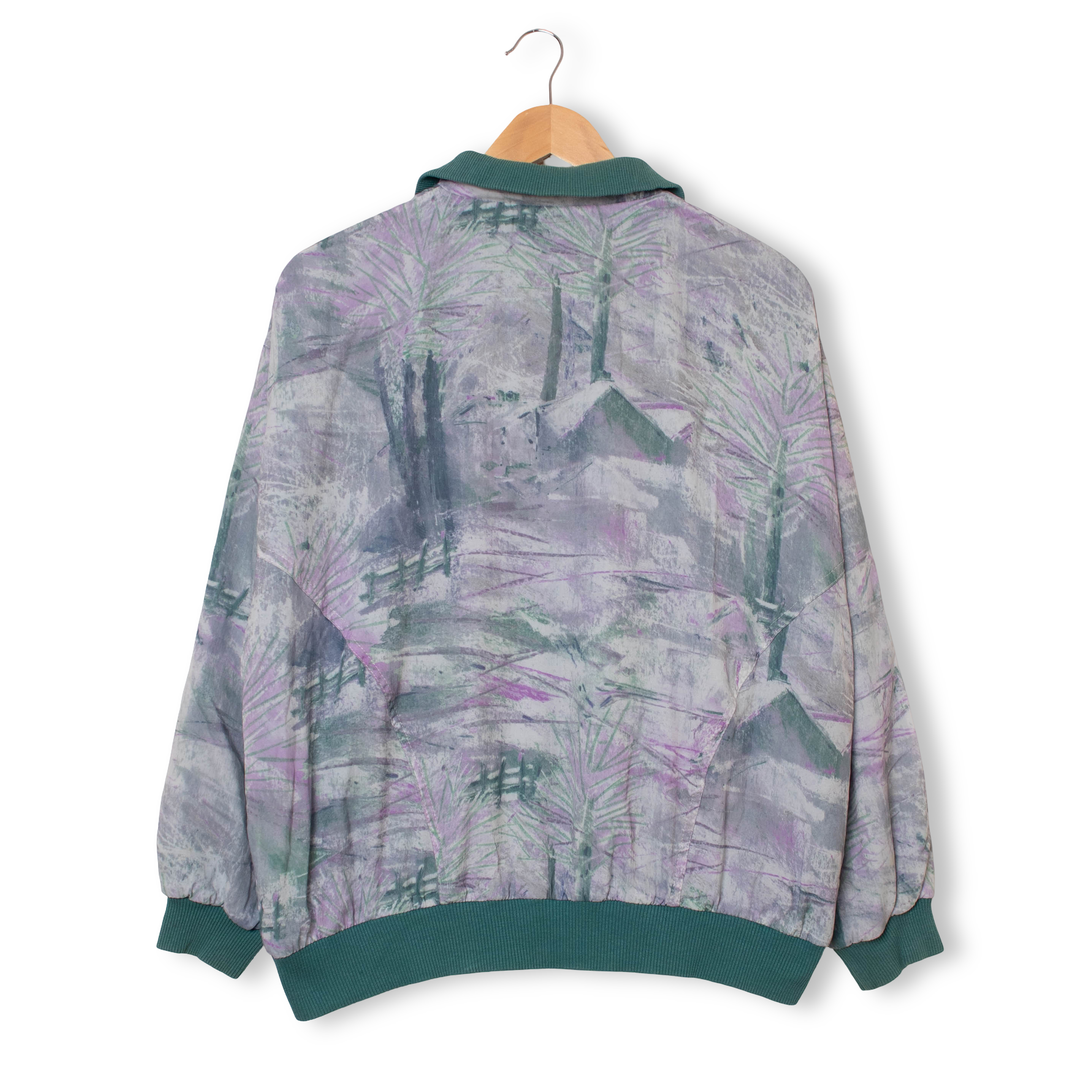 Vintage 90s abstract print green lilac Windbreaker Jacket - Size S/M
