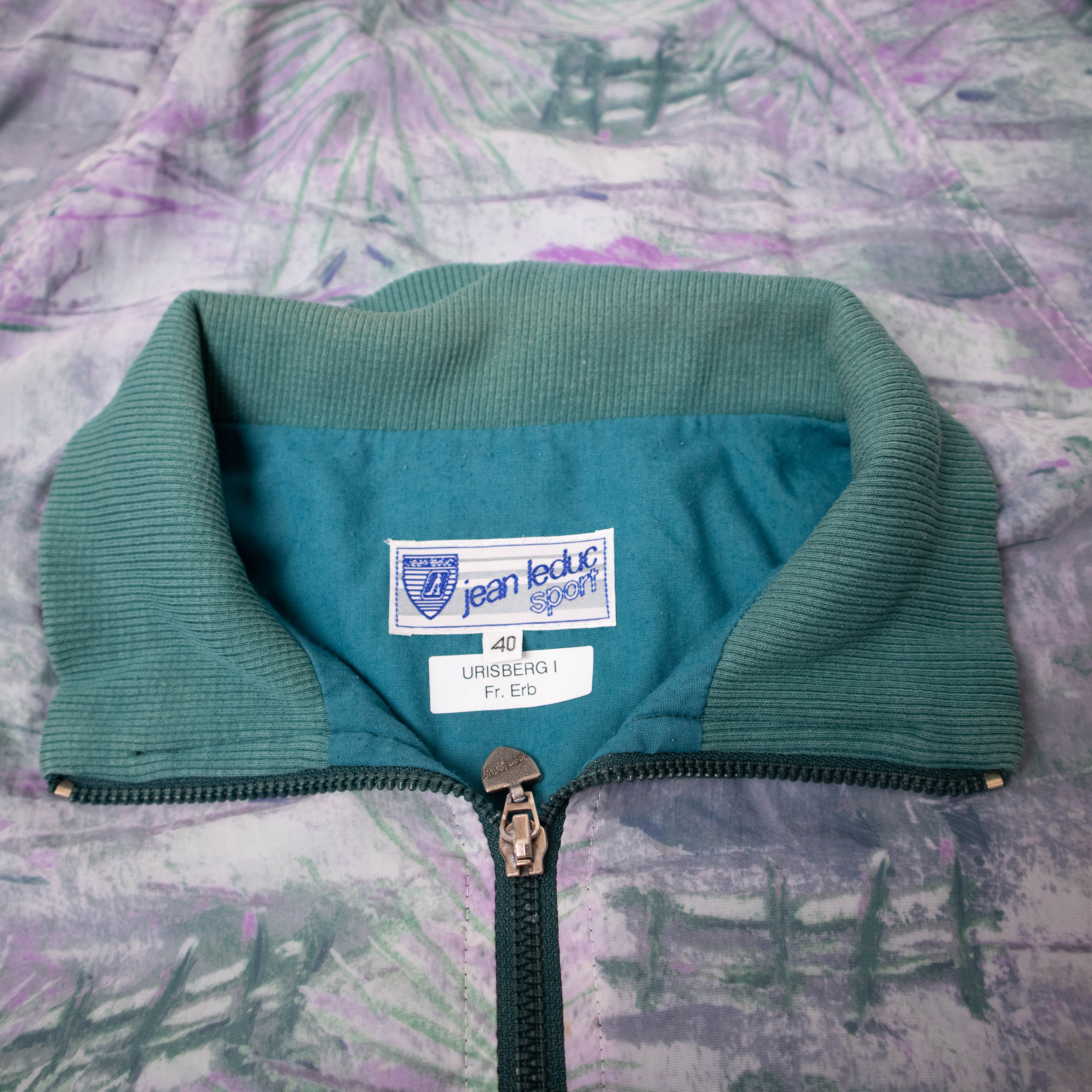Vintage 90s abstract print green lilac Windbreaker Jacket - Size S/M