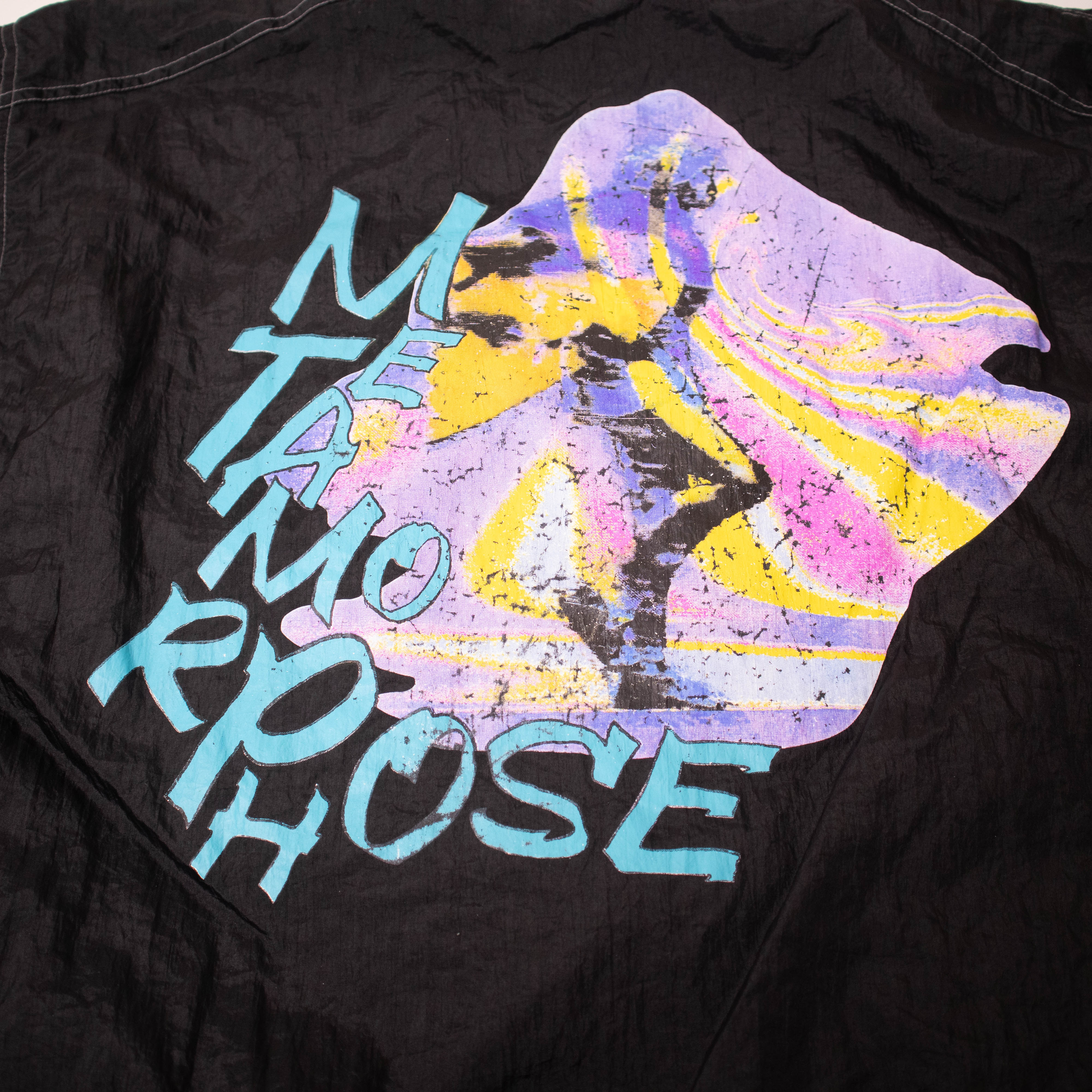 Vintage 90s black graphic printed Windbreaker Jacket - Size M