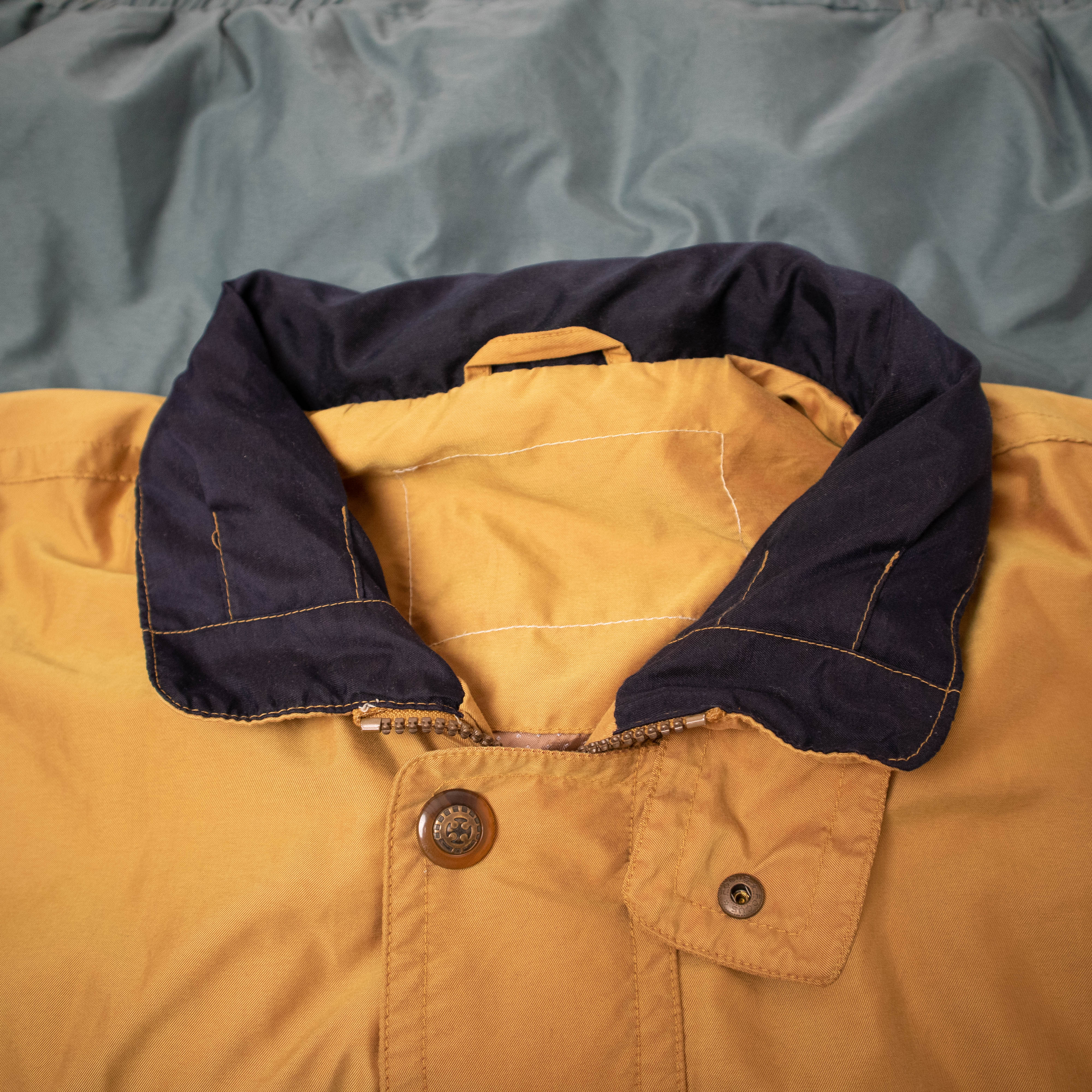 Vintage 90s ocra and grey two tones zip hooded Windbreaker Jacket - Size XL