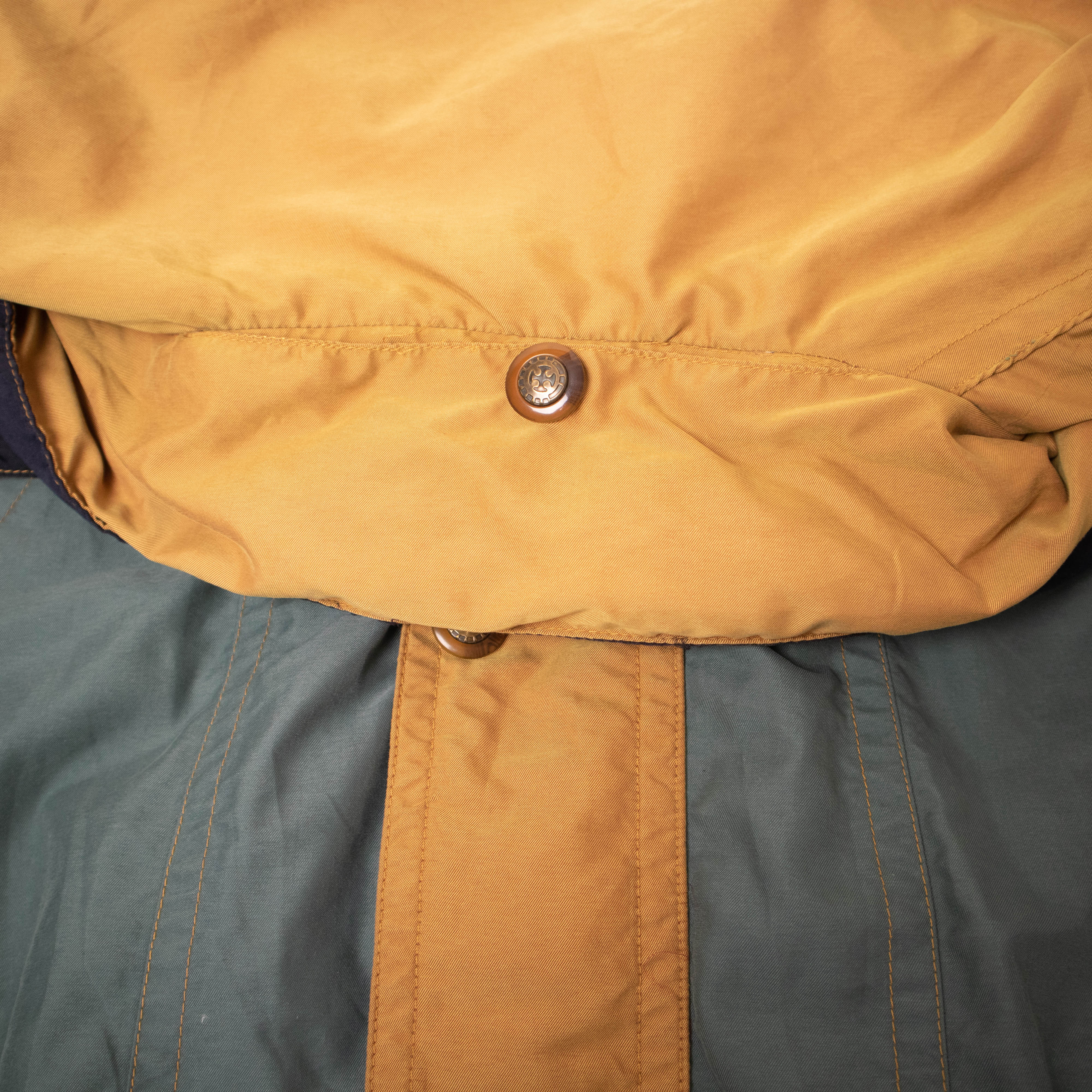 Vintage 90s ocra and grey two tones zip hooded Windbreaker Jacket - Size XL