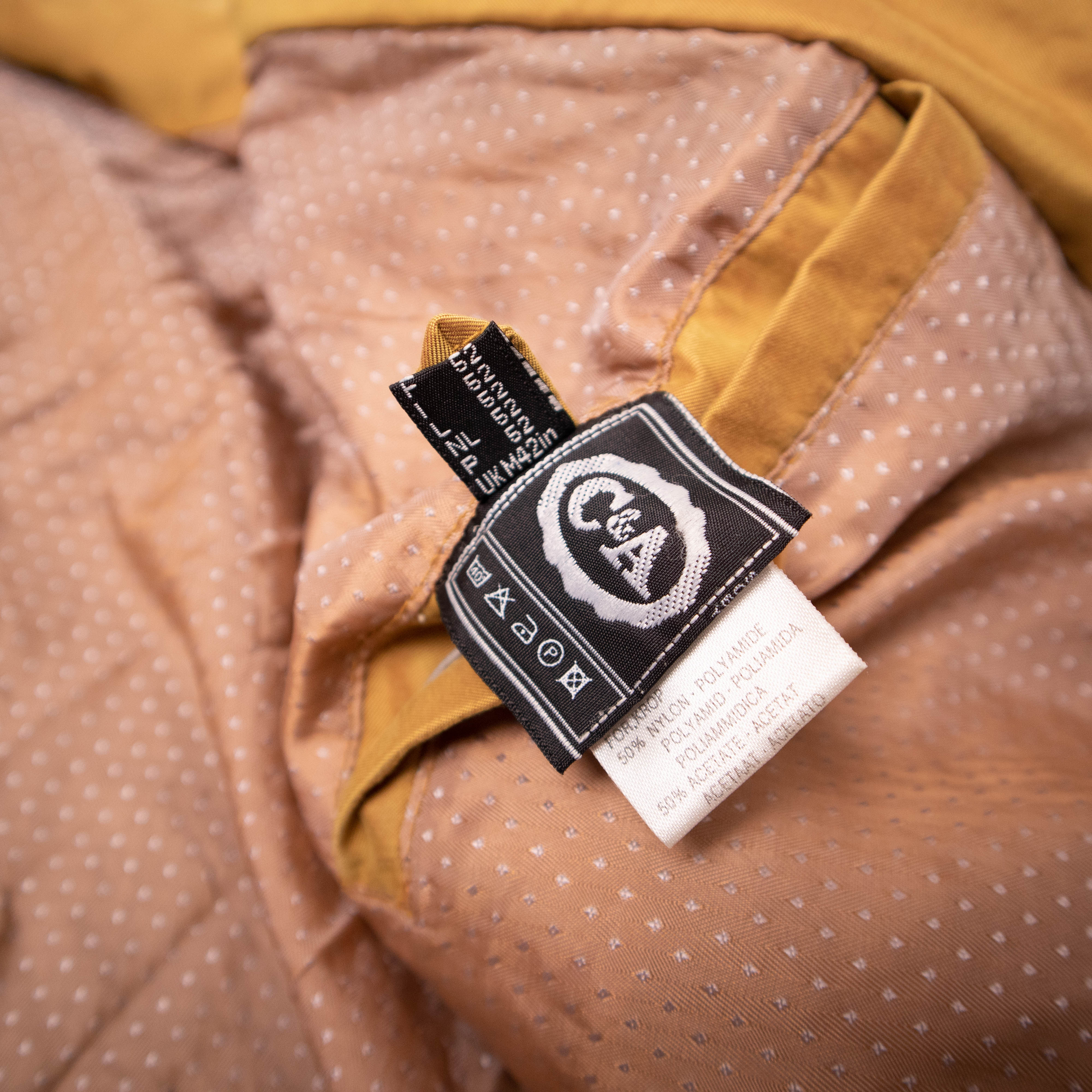 Vintage 90s ocra and grey two tones zip hooded Windbreaker Jacket - Size XL