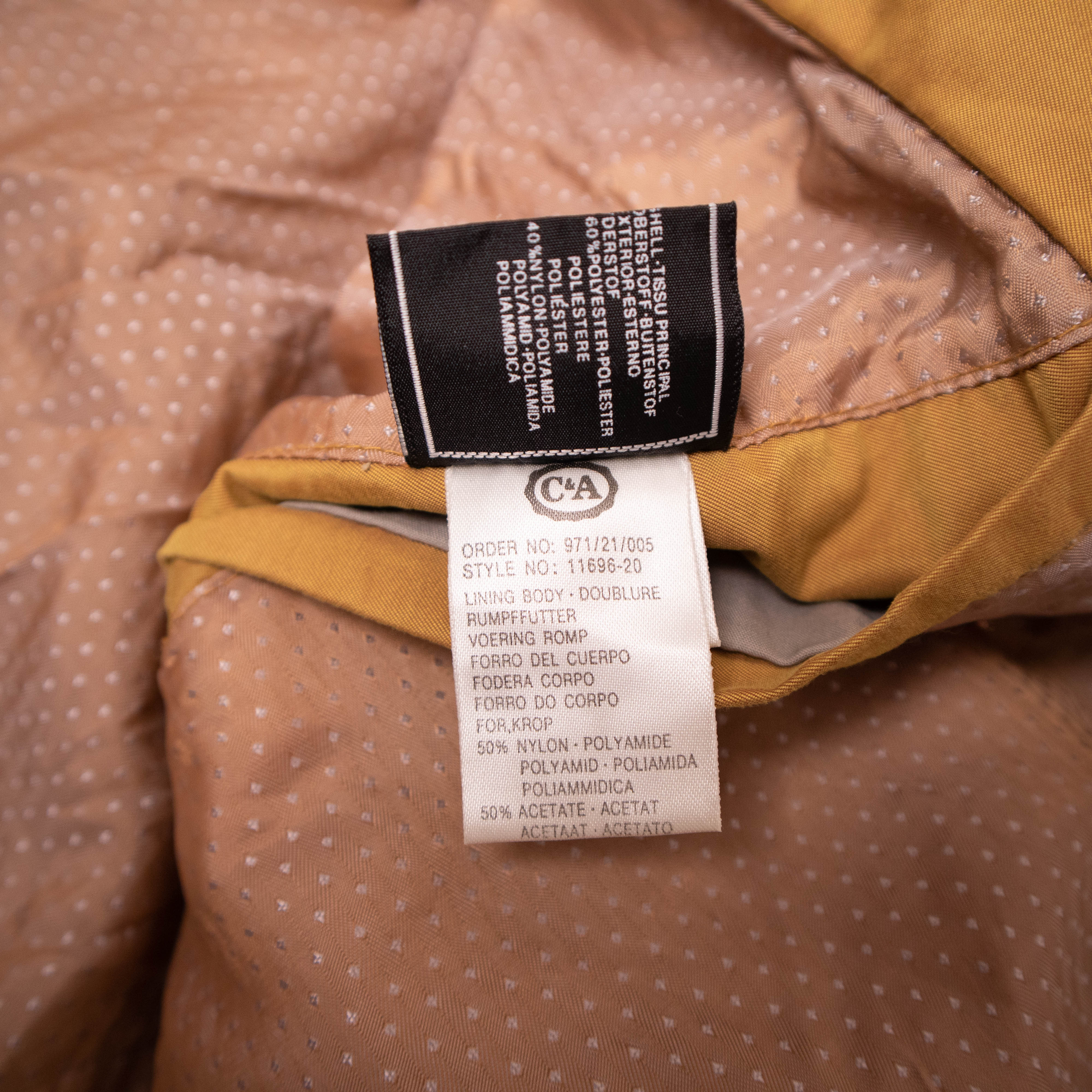 Vintage 90s ocra and grey two tones zip hooded Windbreaker Jacket - Size XL