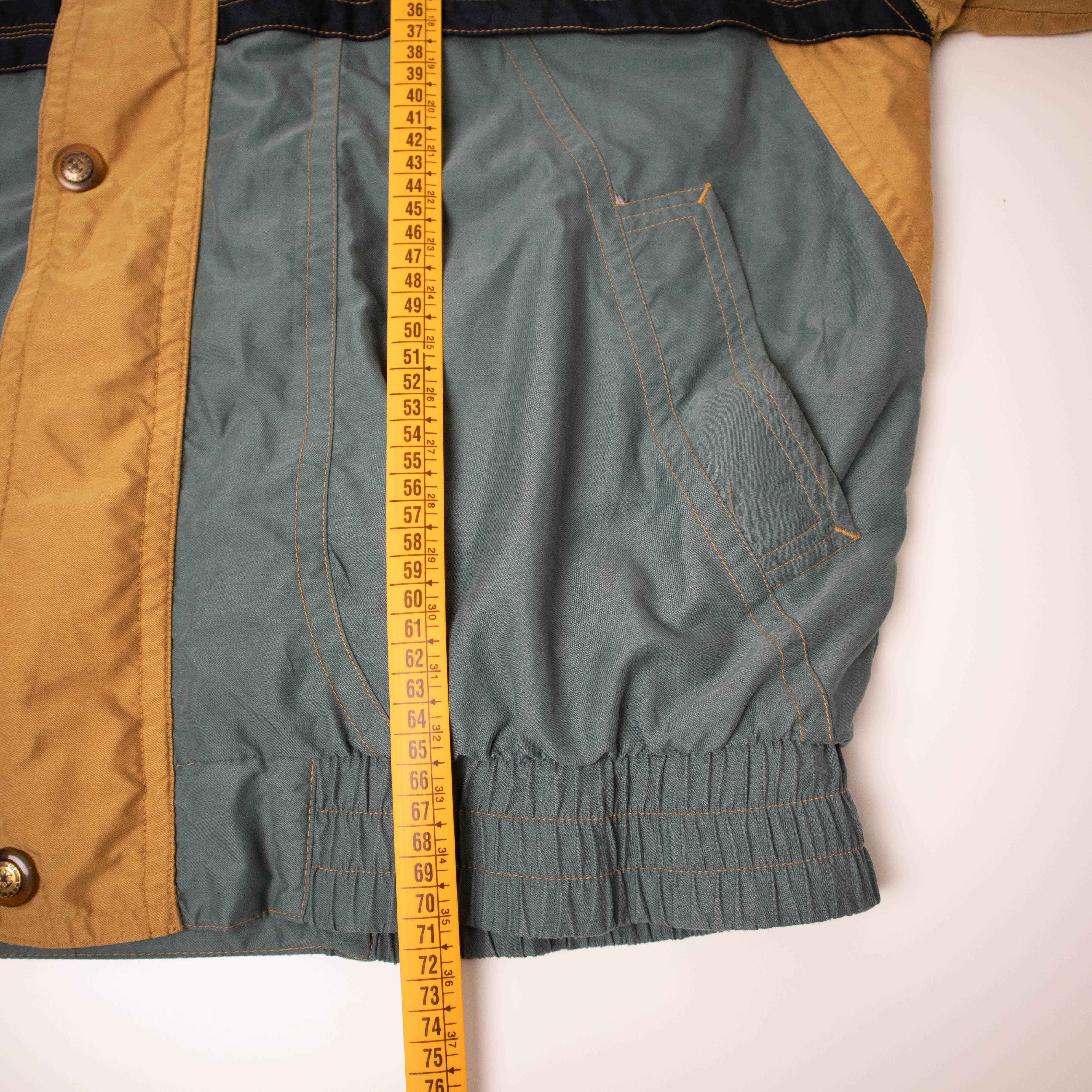 Vintage 90s ocra and grey two tones zip hooded Windbreaker Jacket - Size XL