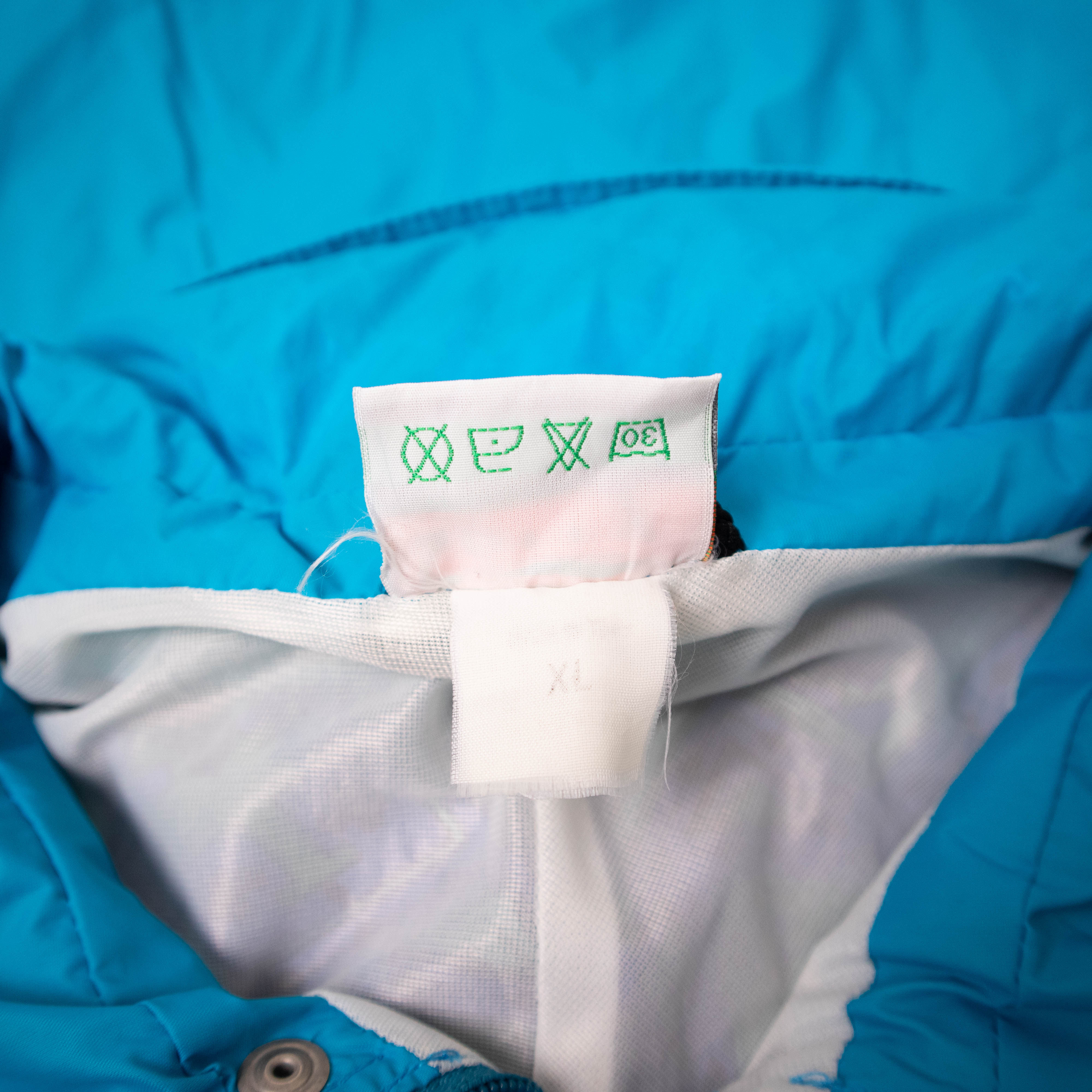 Vintage 90s abstract print blue zip hooded Windbreaker Jacket - Size XL