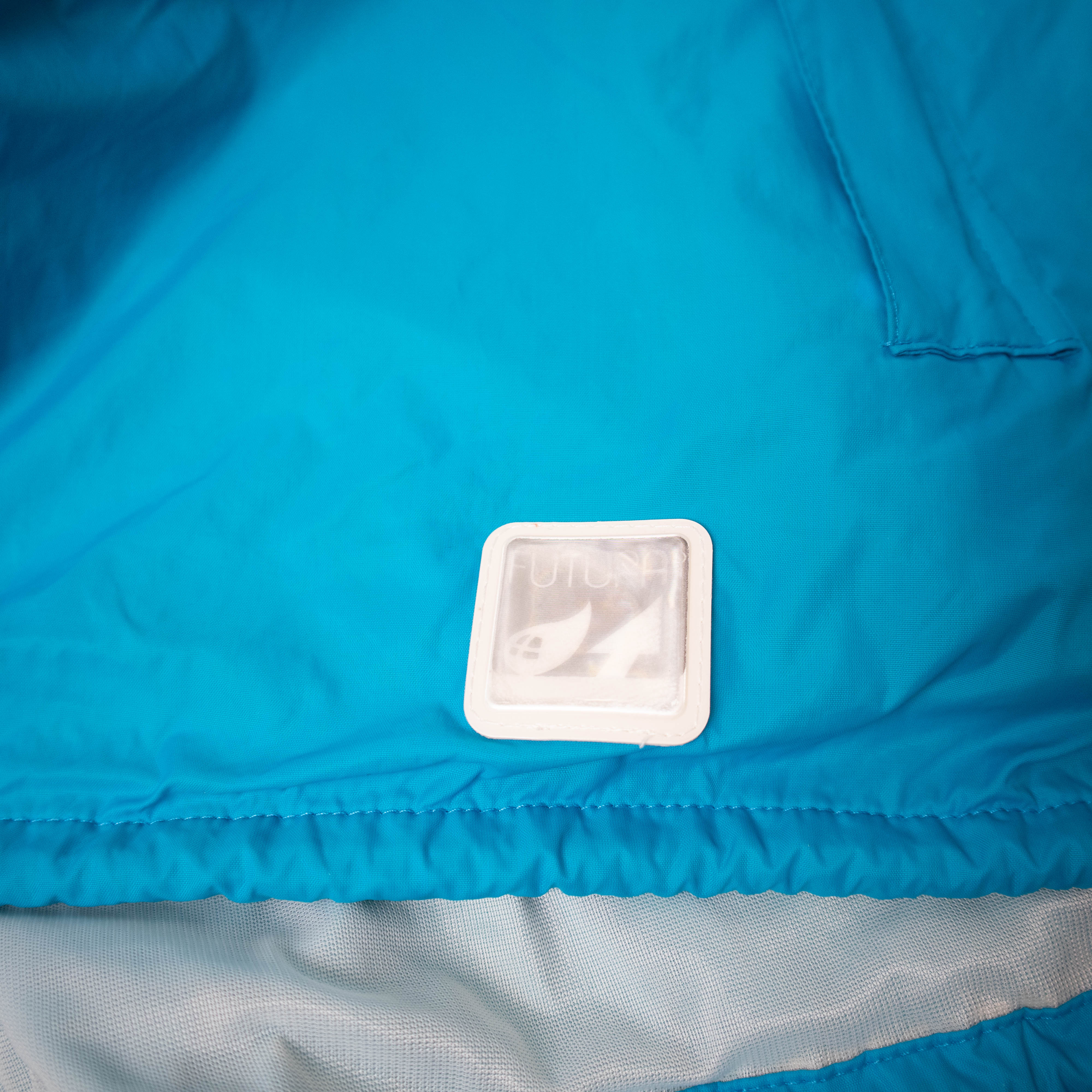 Vintage 90s abstract print blue zip hooded Windbreaker Jacket - Size XL