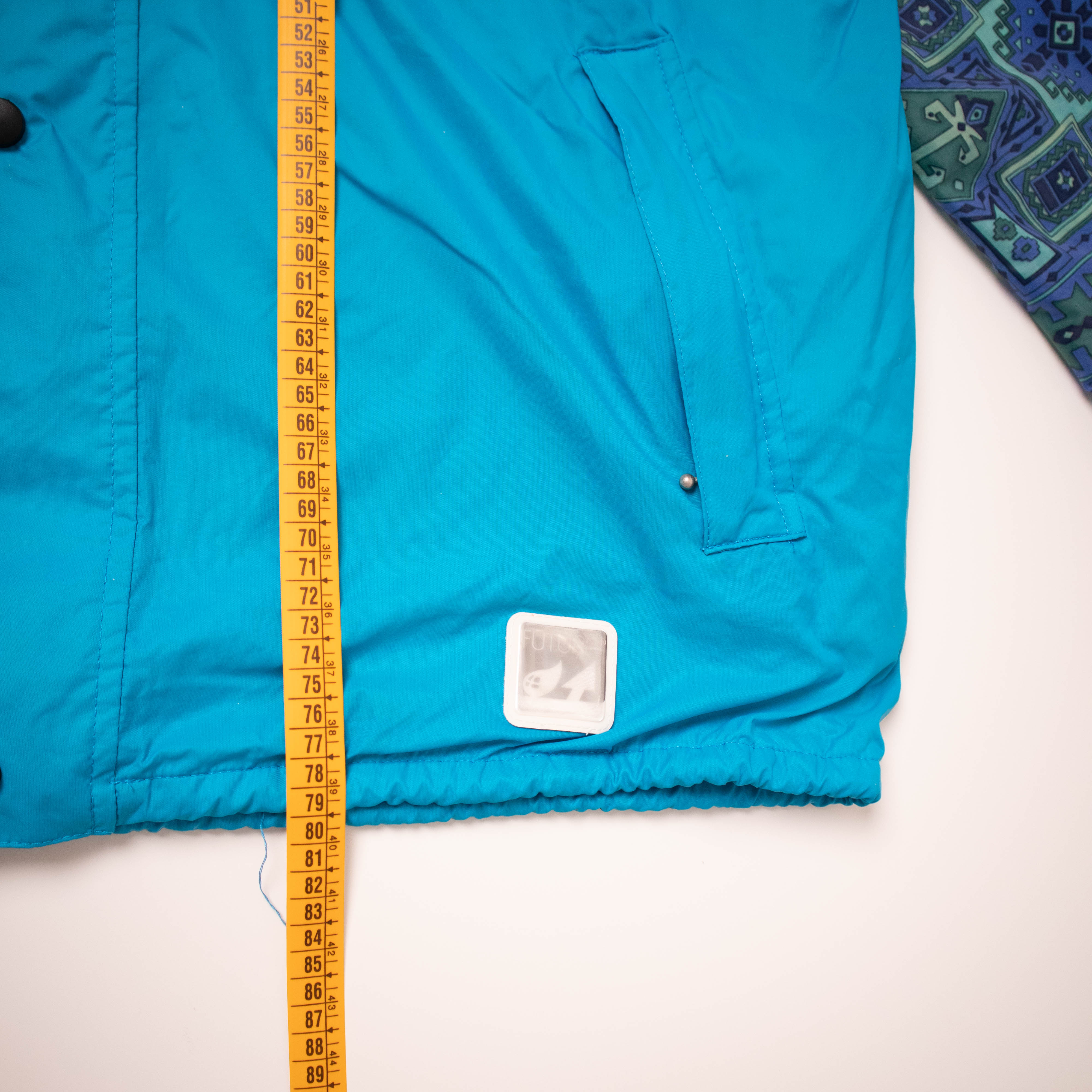 Vintage 90s abstract print blue zip hooded Windbreaker Jacket - Size XL