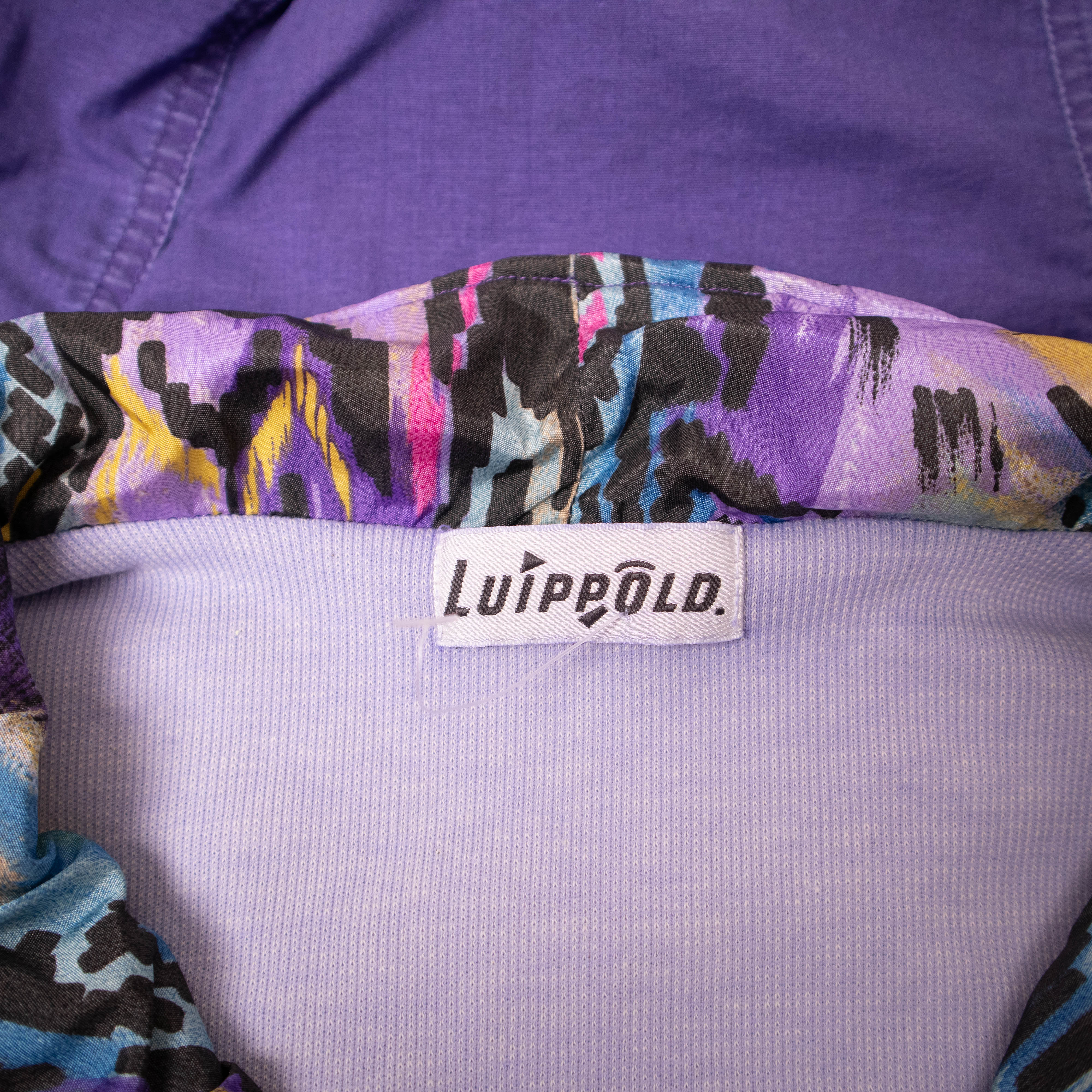 Vintage 80s purple abstract pattern quarter zip Windbreaker Jacket - Size L