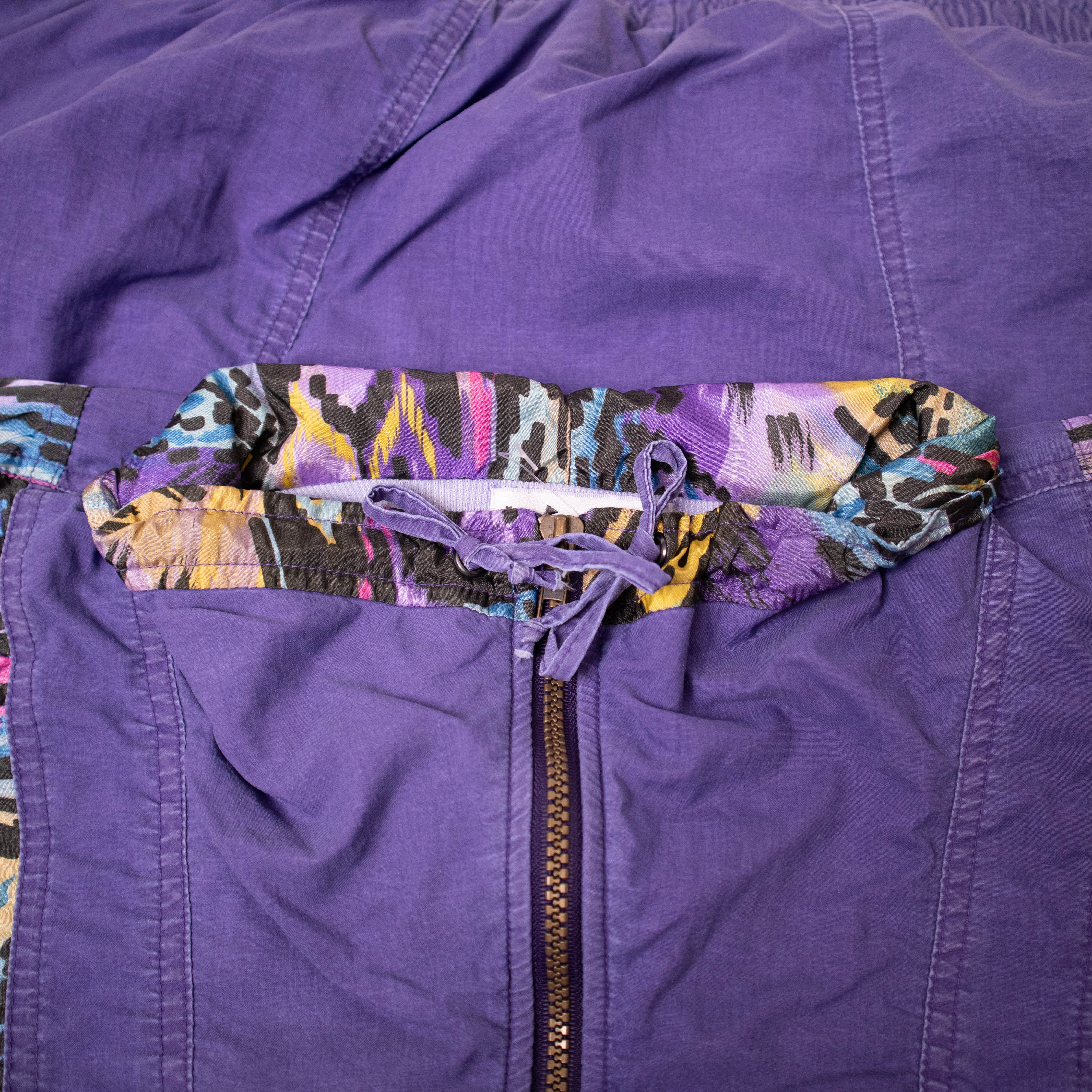 Vintage 80s purple abstract pattern quarter zip Windbreaker Jacket - Size L