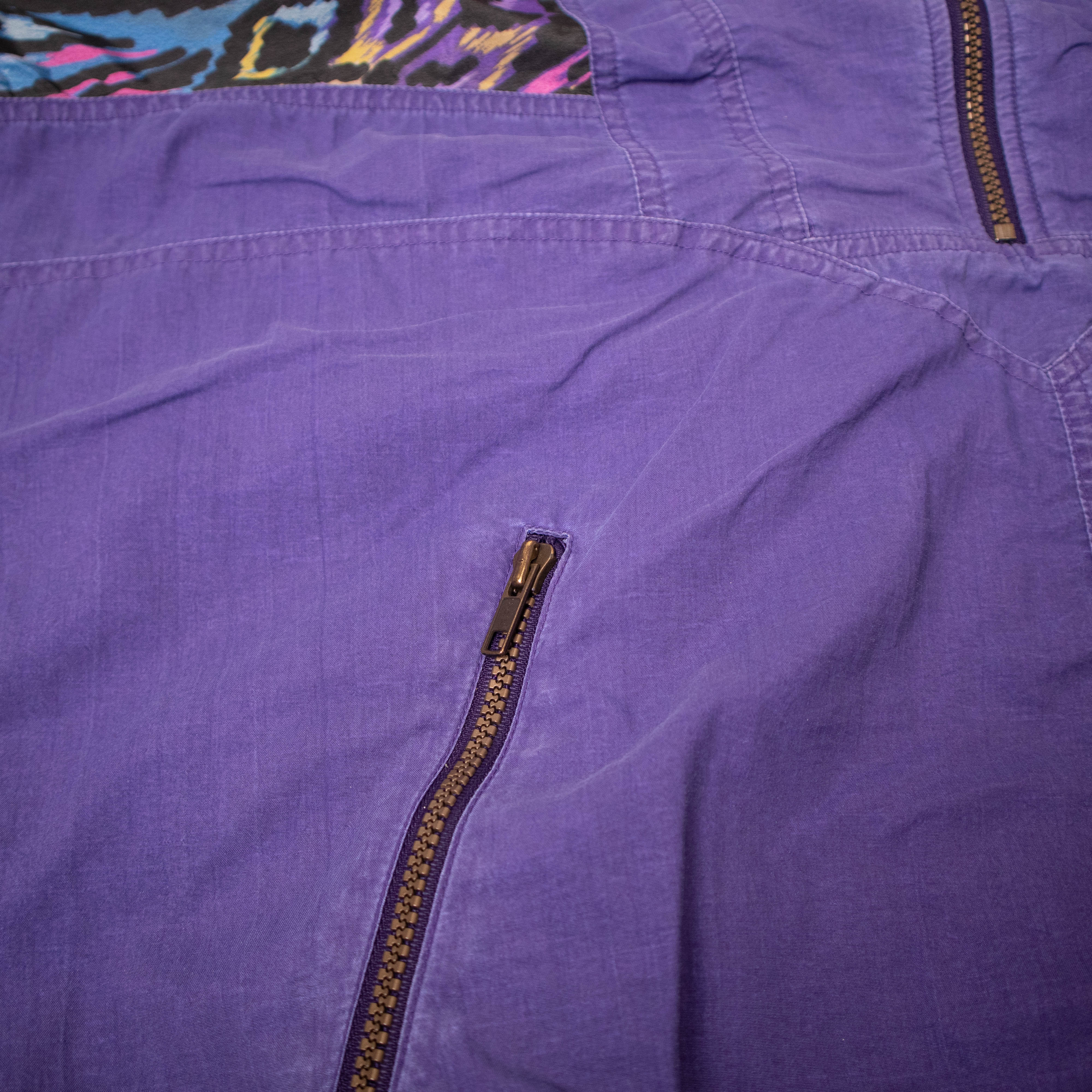 Vintage 80s purple abstract pattern quarter zip Windbreaker Jacket - Size L