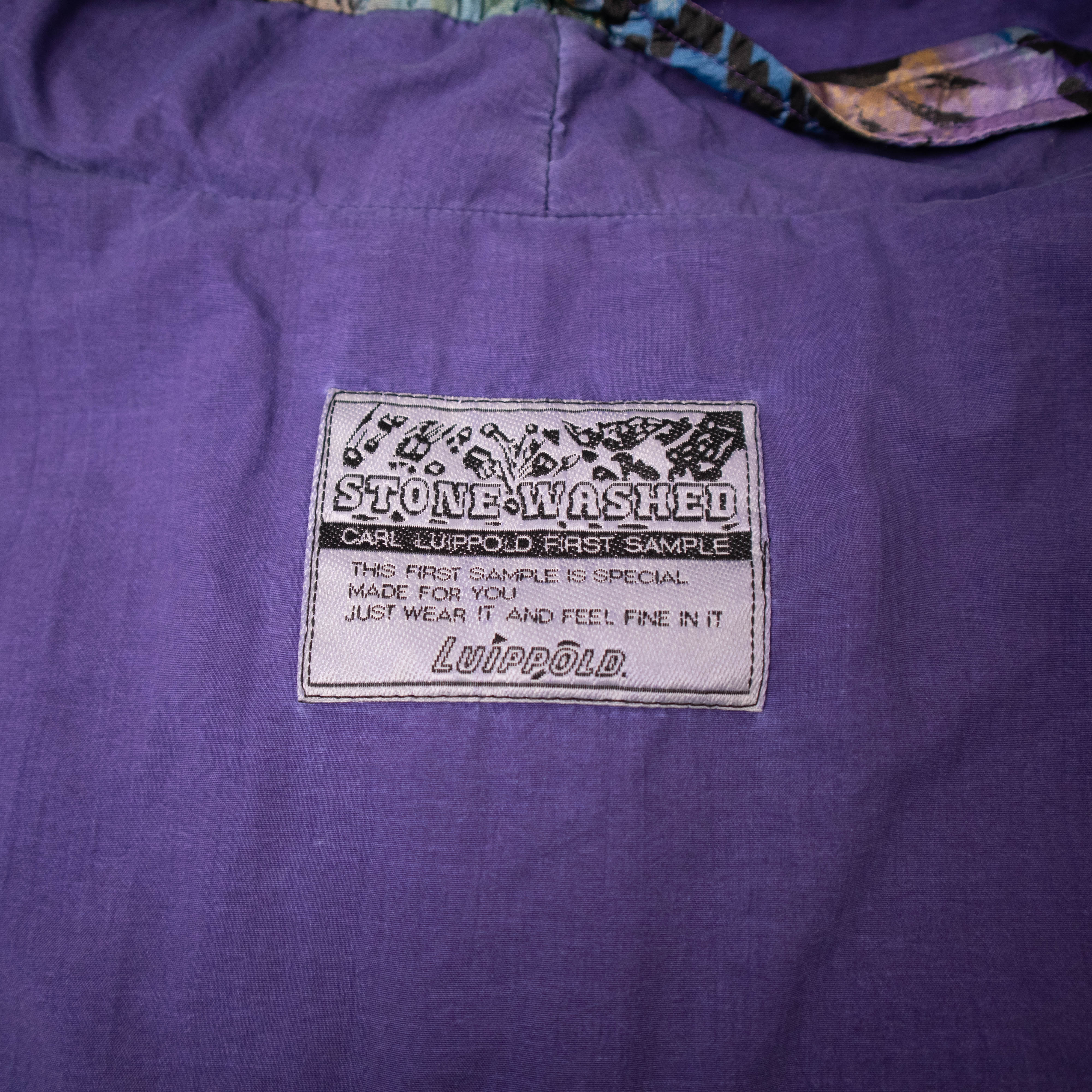 Vintage 80s purple abstract pattern quarter zip Windbreaker Jacket - Size L