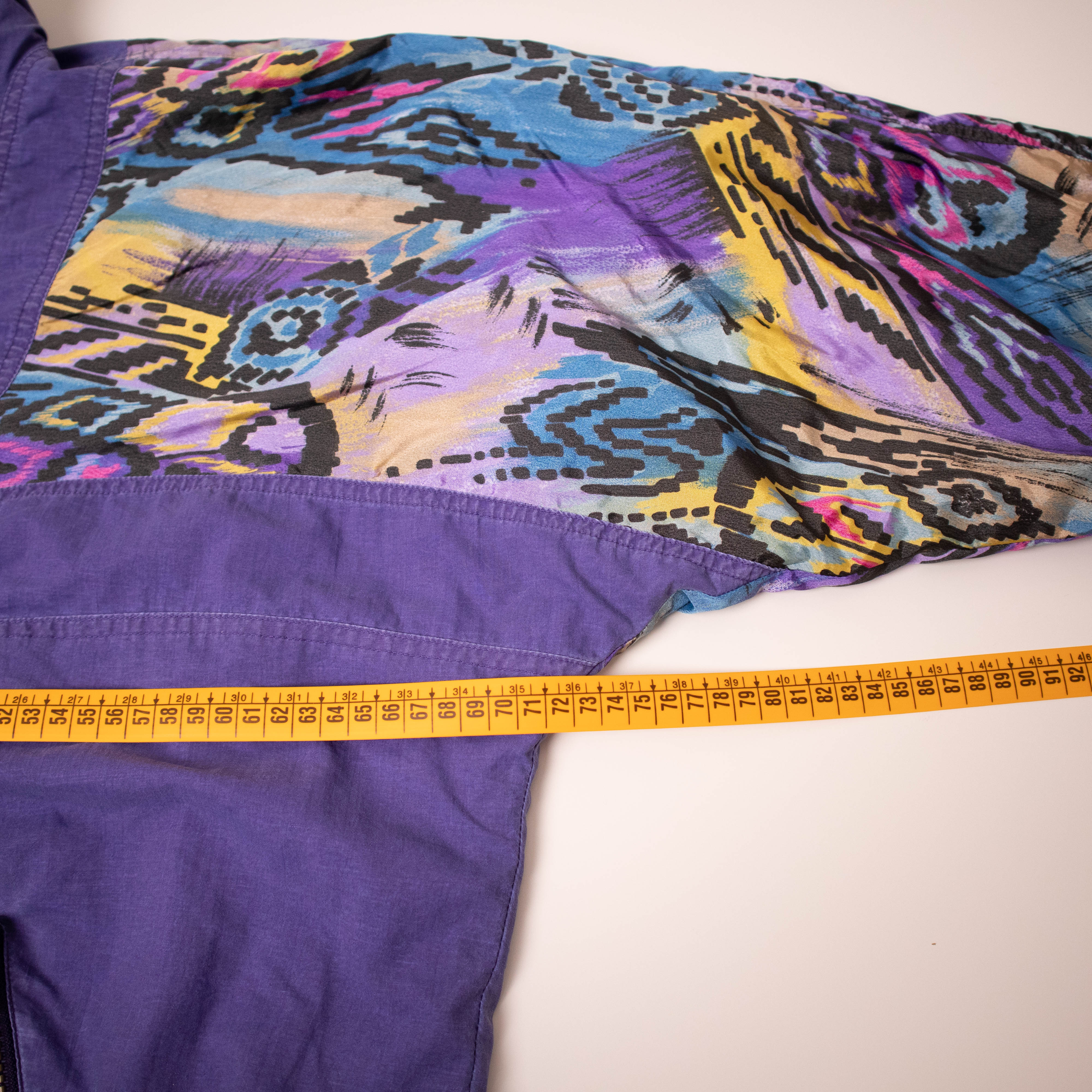 Vintage 80s purple abstract pattern quarter zip Windbreaker Jacket - Size L