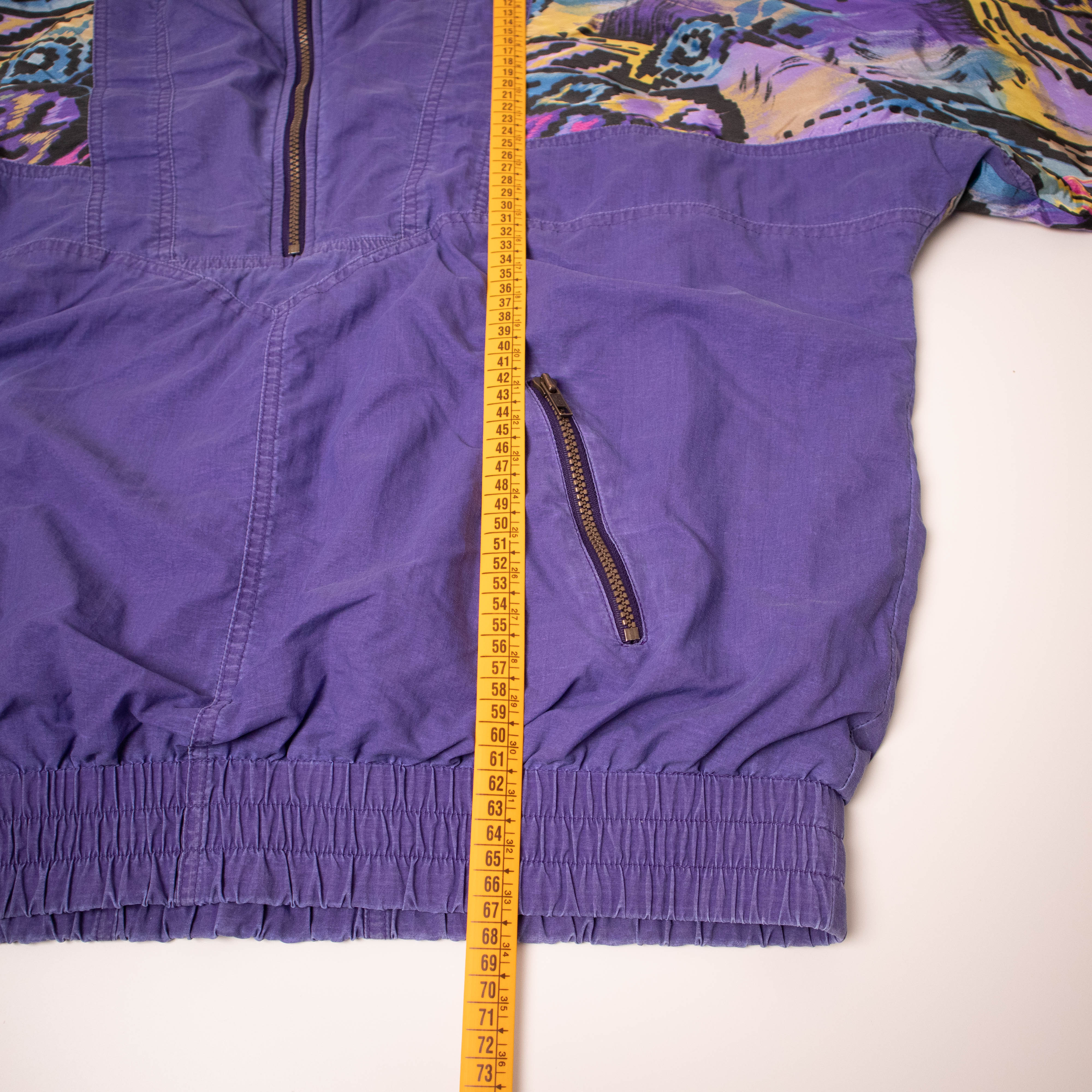 Vintage 80s purple abstract pattern quarter zip Windbreaker Jacket - Size L