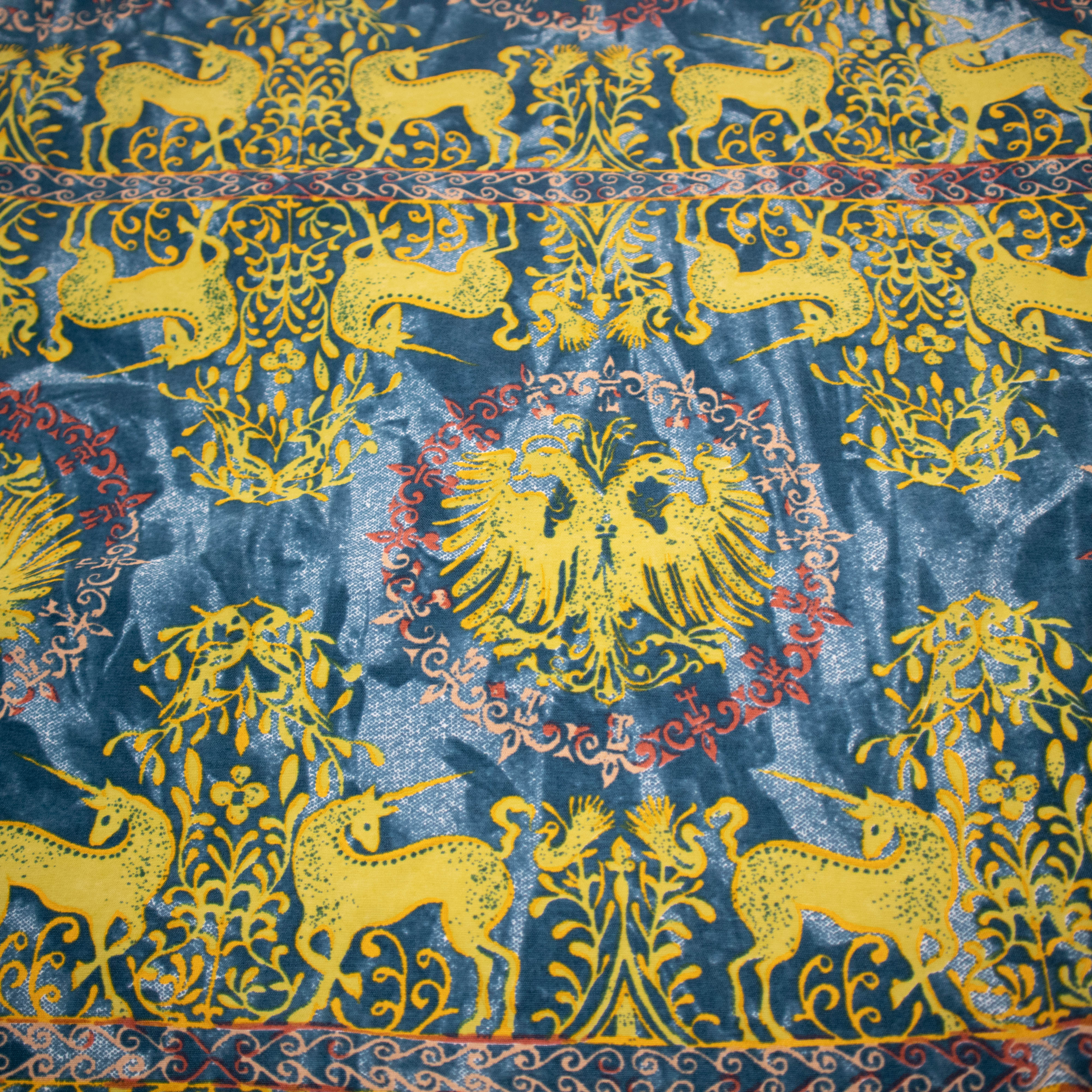 Vintage Oxbow medieval pattern blue and yellow Windbreaker Jacket - Size L/XL