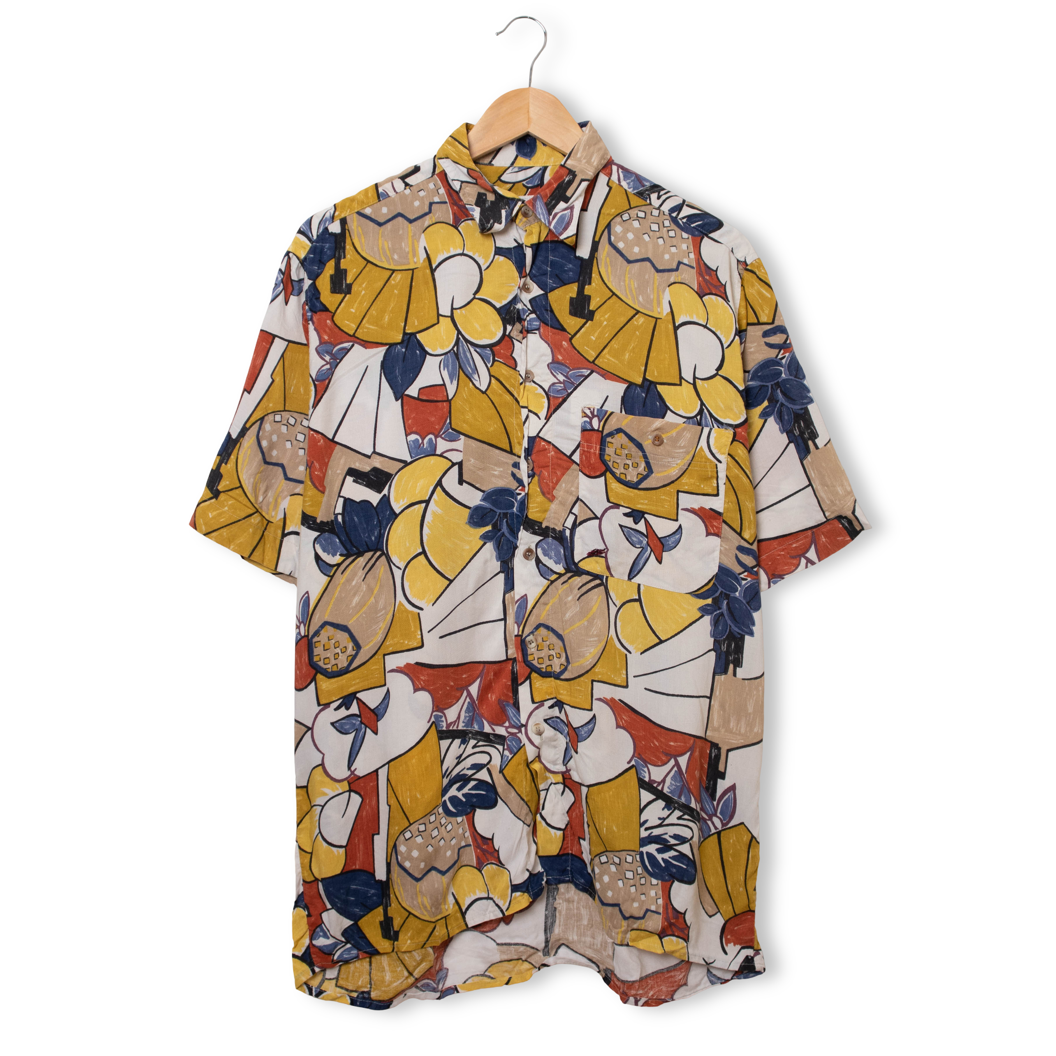 Vintage 90s abstract multicolor short sleeve Shirt - Size M/L