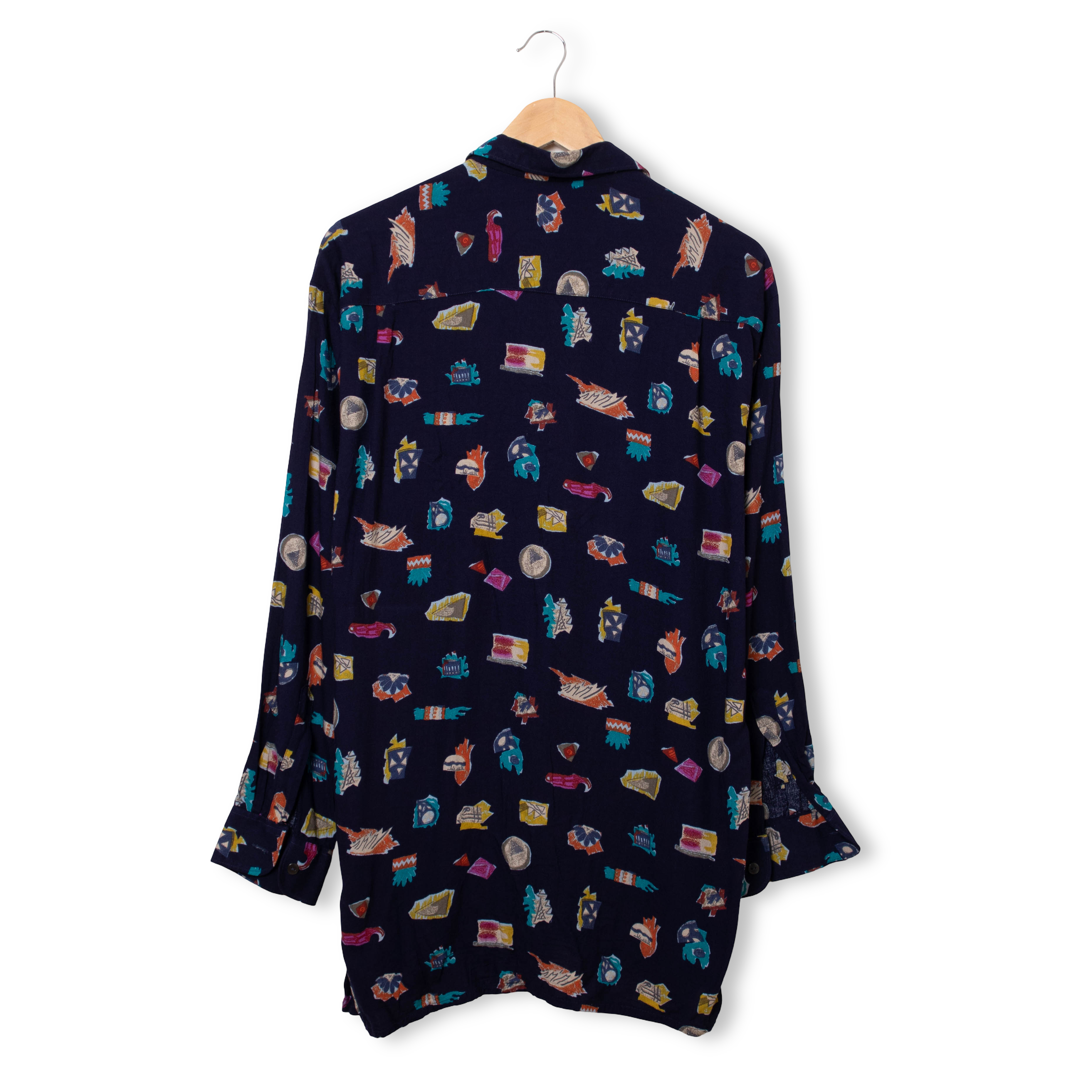 Vintage 90s navy blue New Fast fantasy print long sleeve Shirt - Size M/L