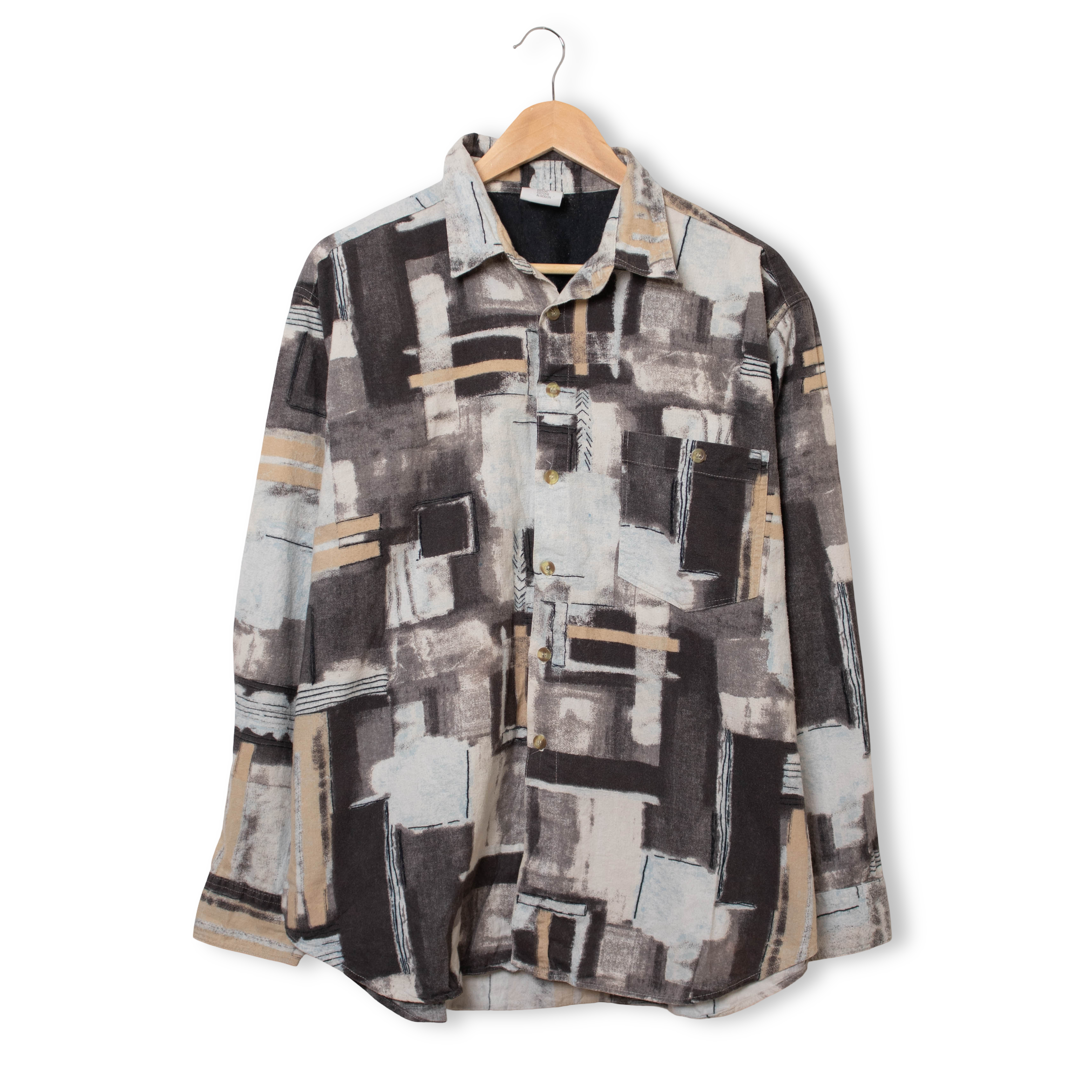 Vintage 90s abstract multicolor long sleeve Shirt - Size L