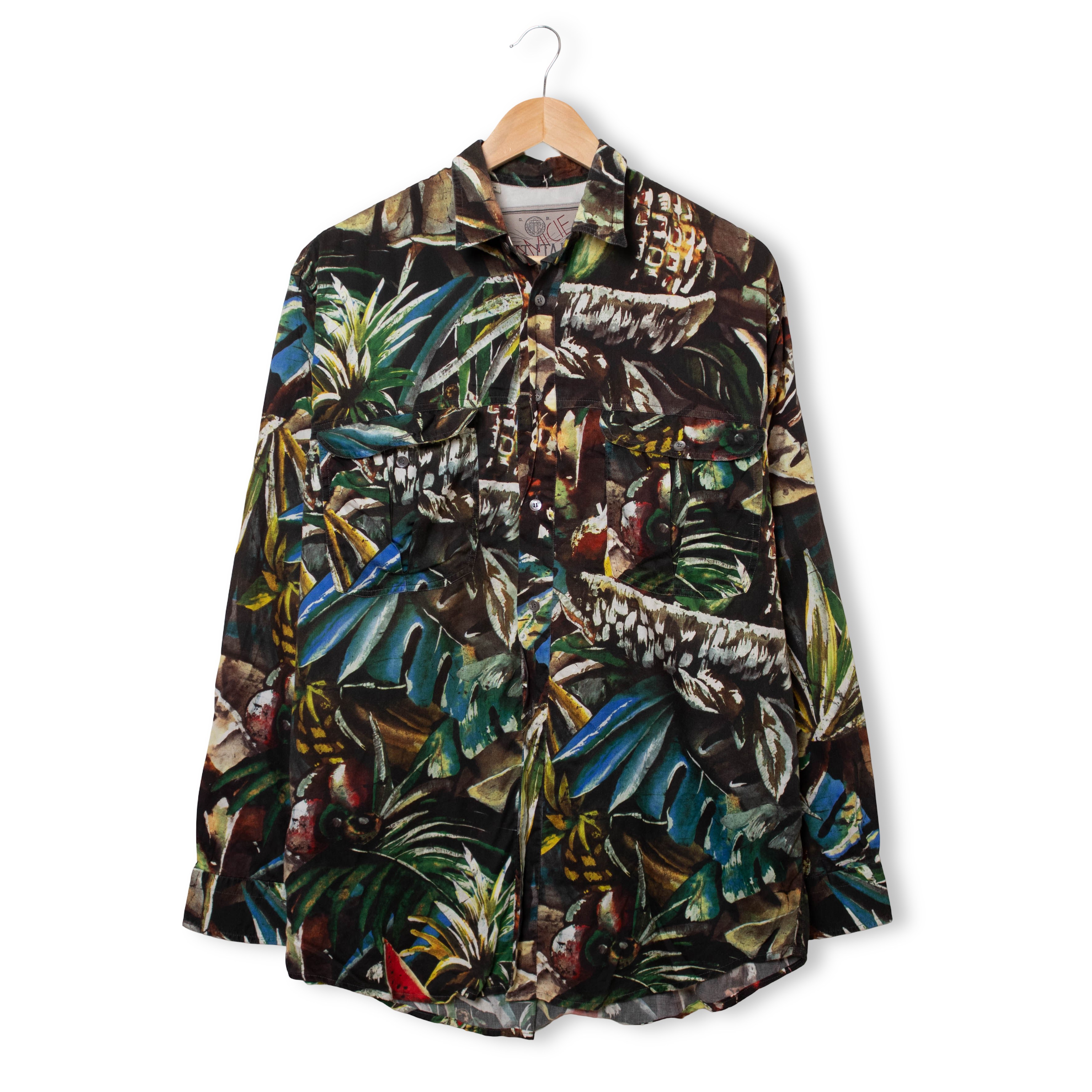 Vintage 90s muticolor jungle print long sleeve Shirt - Size M