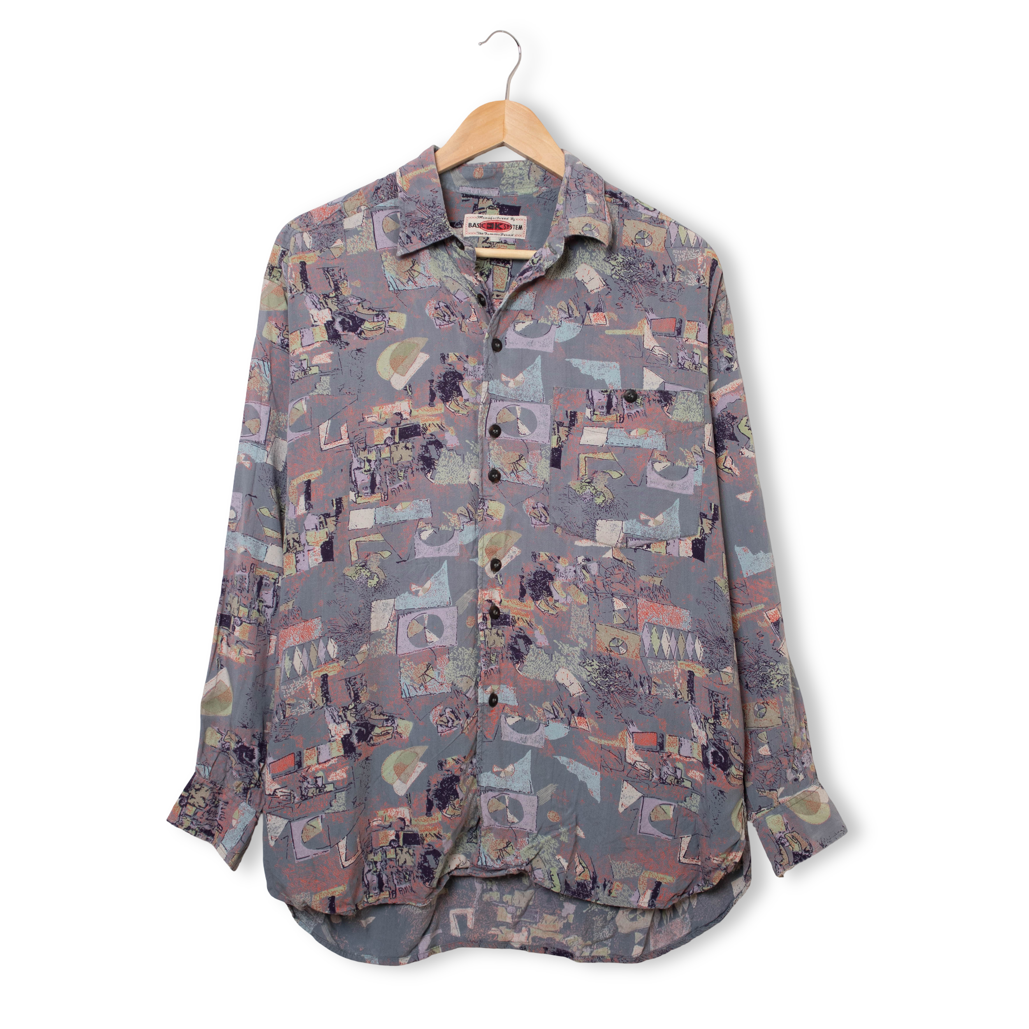 Vintage 90s abstract multicolor long sleeve Shirt - Size M