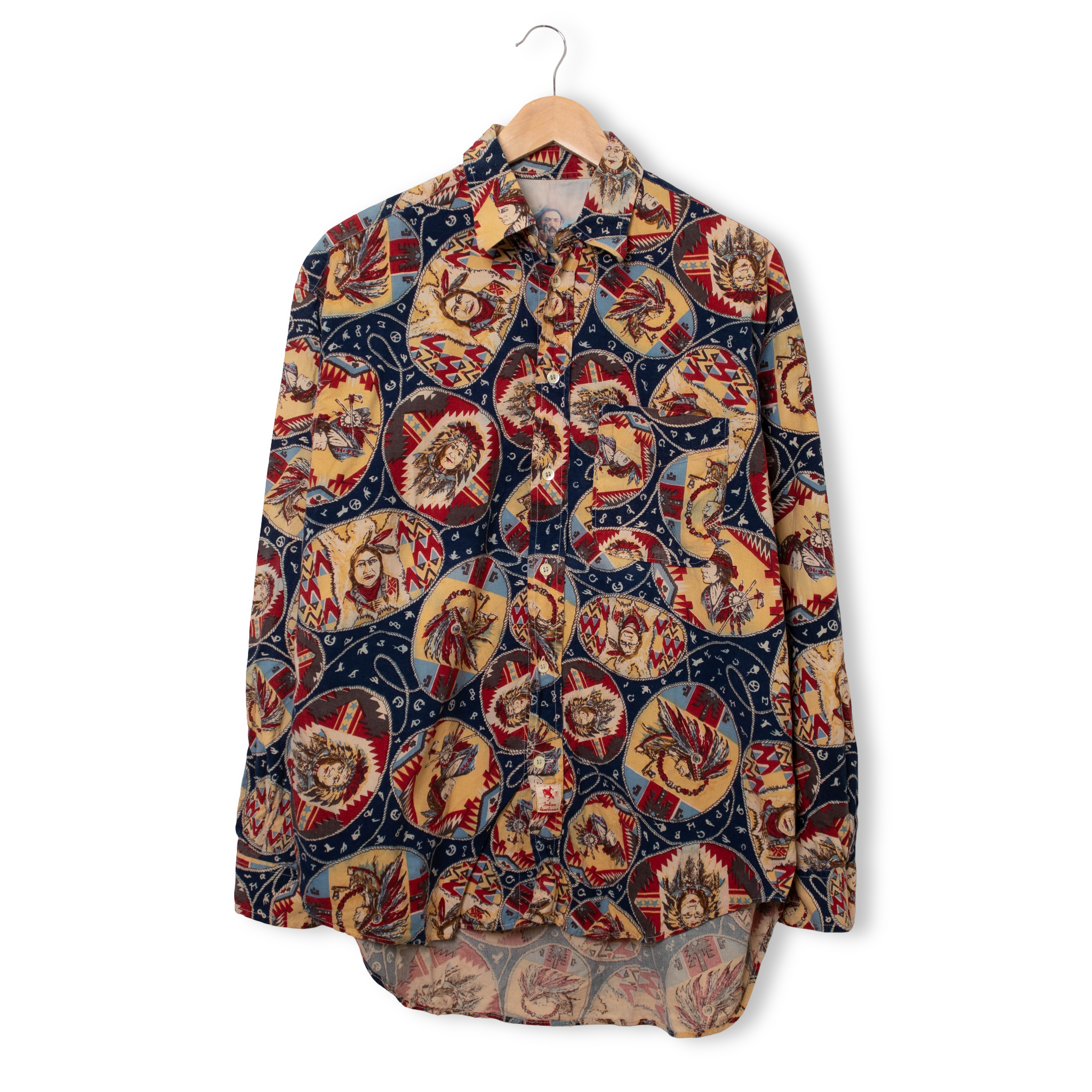 Vintage 90s indian rodeo blue and orange long sleeve Shirt - Size S/M