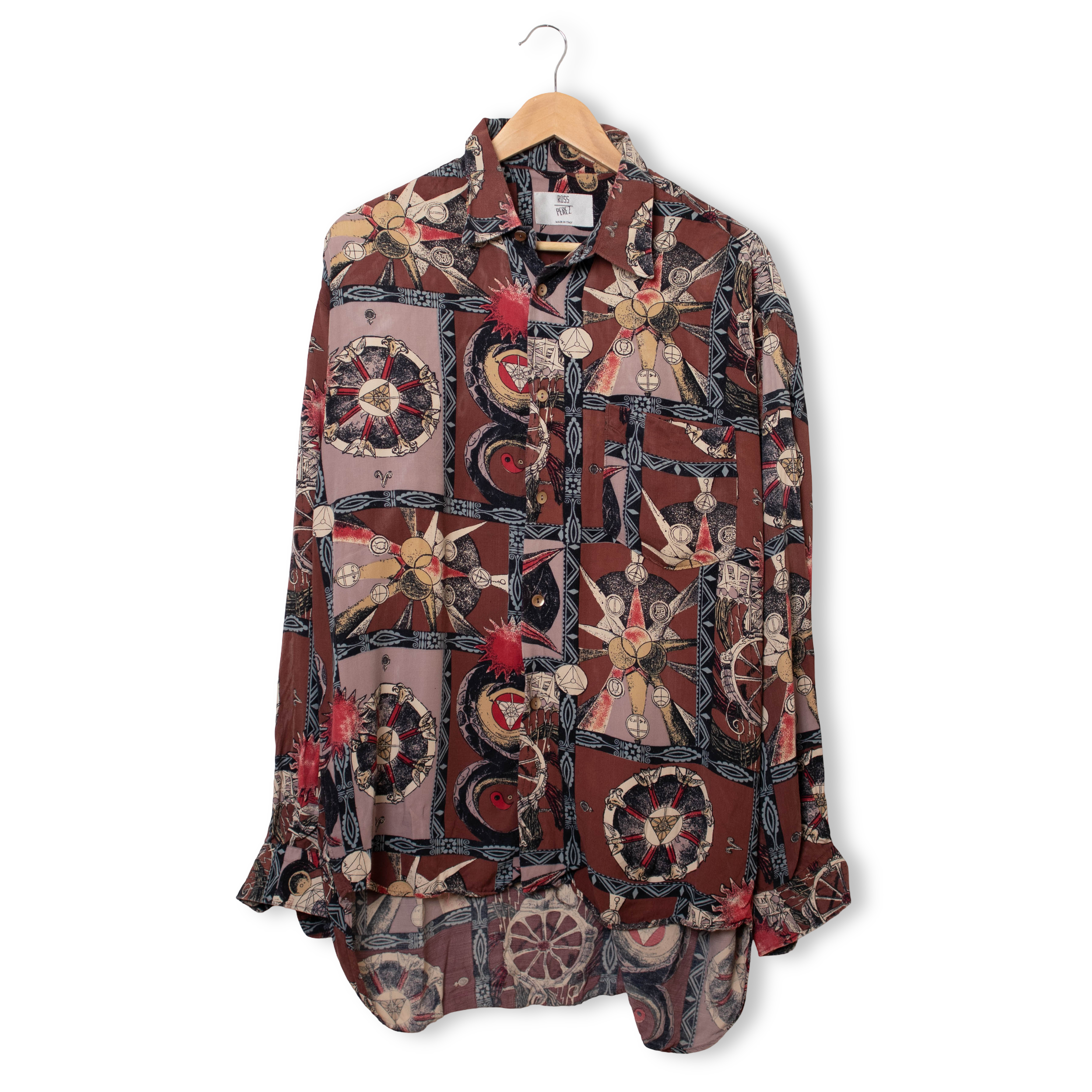 Vintage 90s multicolor red abstract long sleeve Shirt - Size L/XL