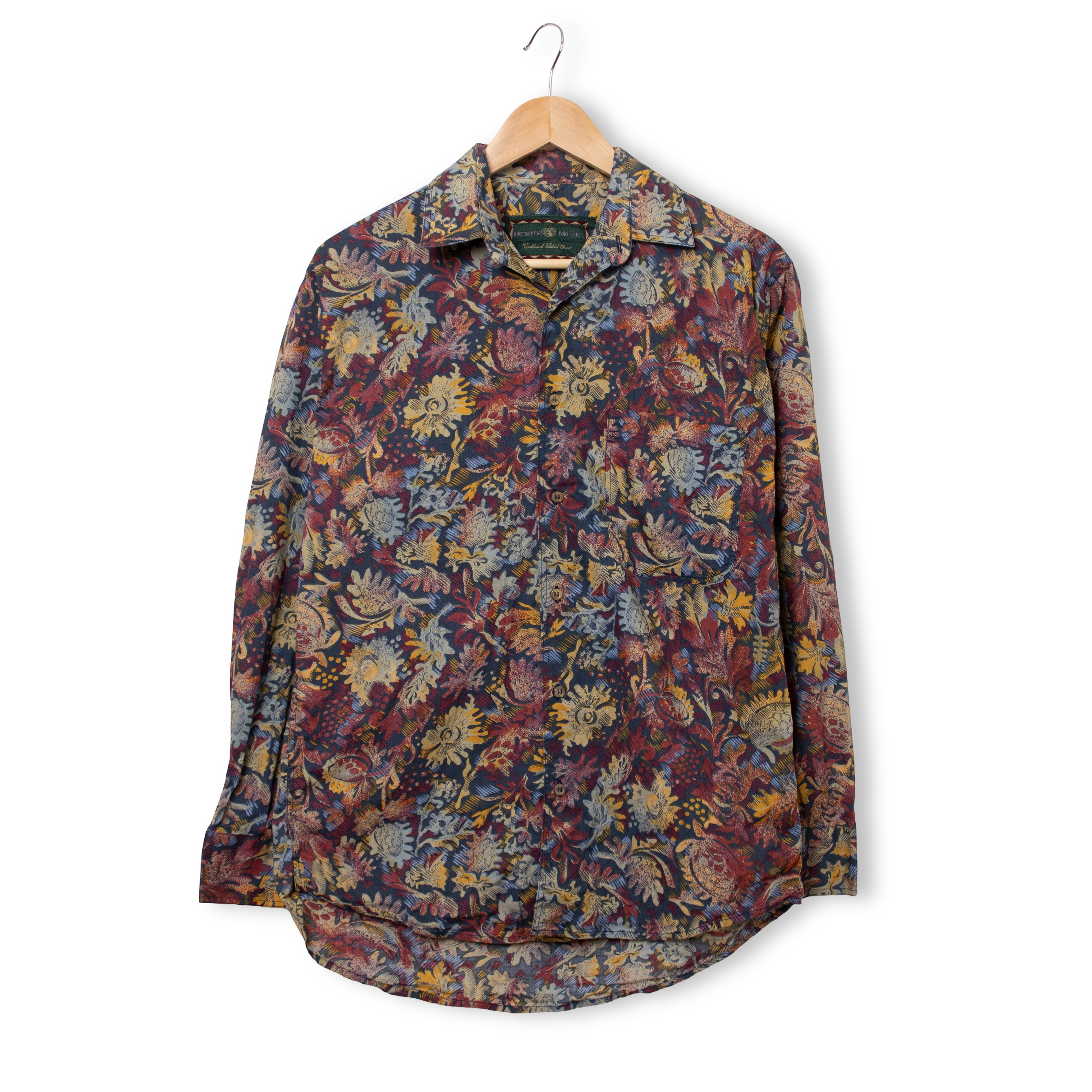 Vintage 90s multicolor floral geometric long sleeve Shirt - Size S