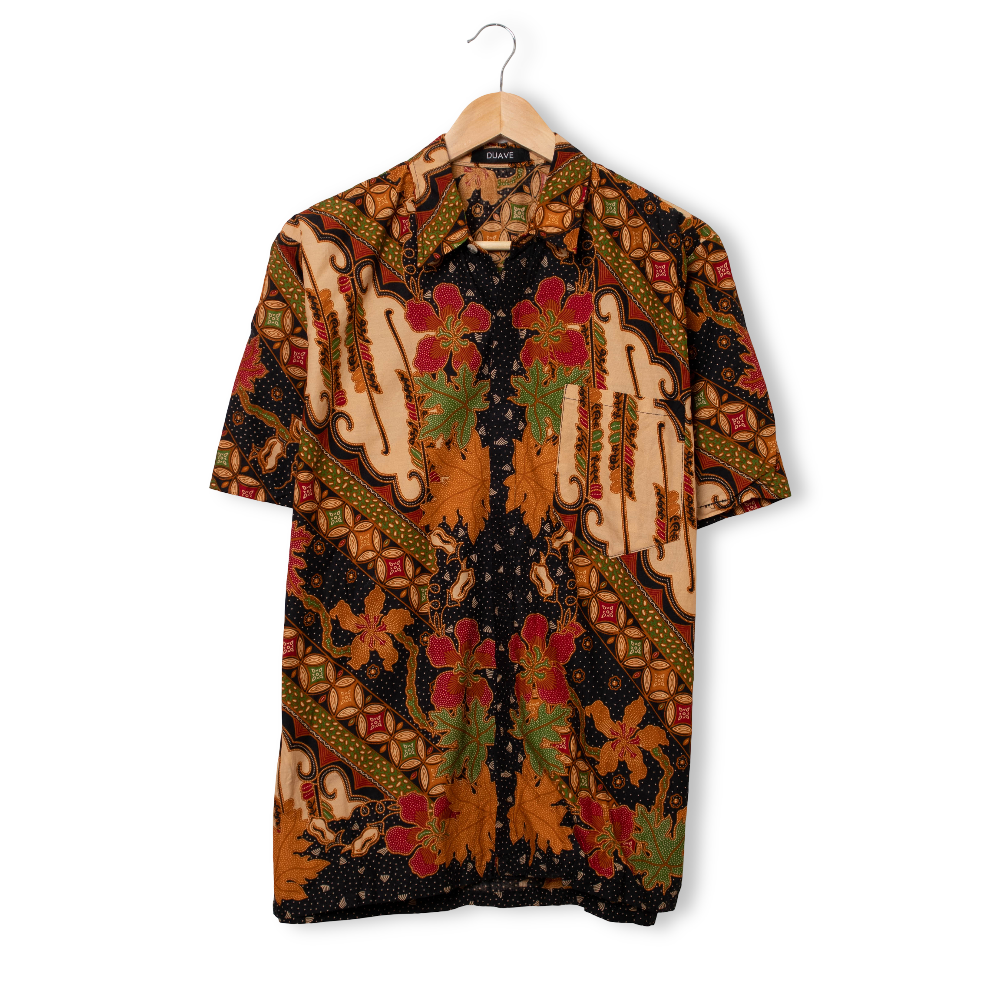 Vintage 90s black and orange abstract print short sleeve Shirt - Size M/L