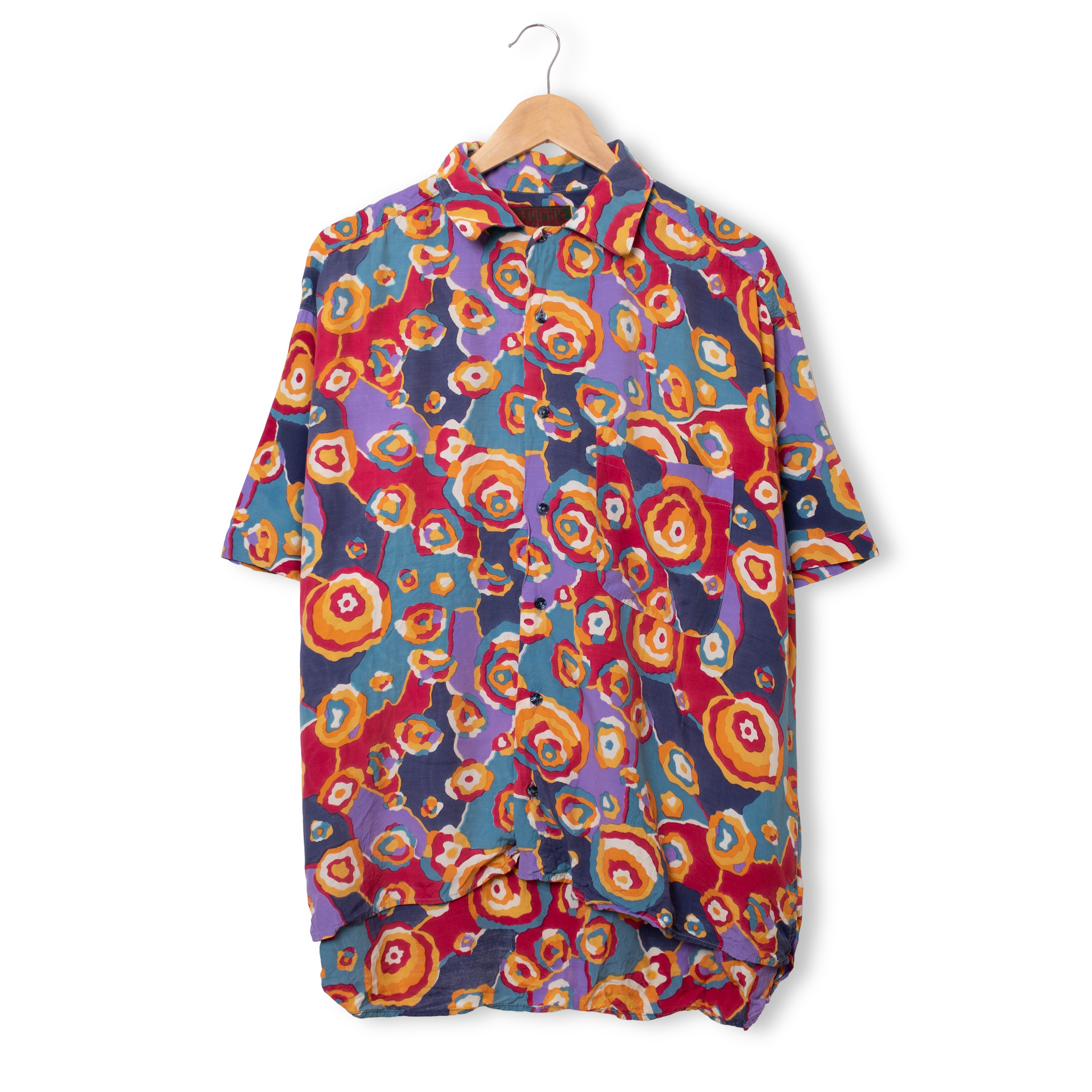 Vintage 90s multicolor abstract short sleeve Shirt - Size XL