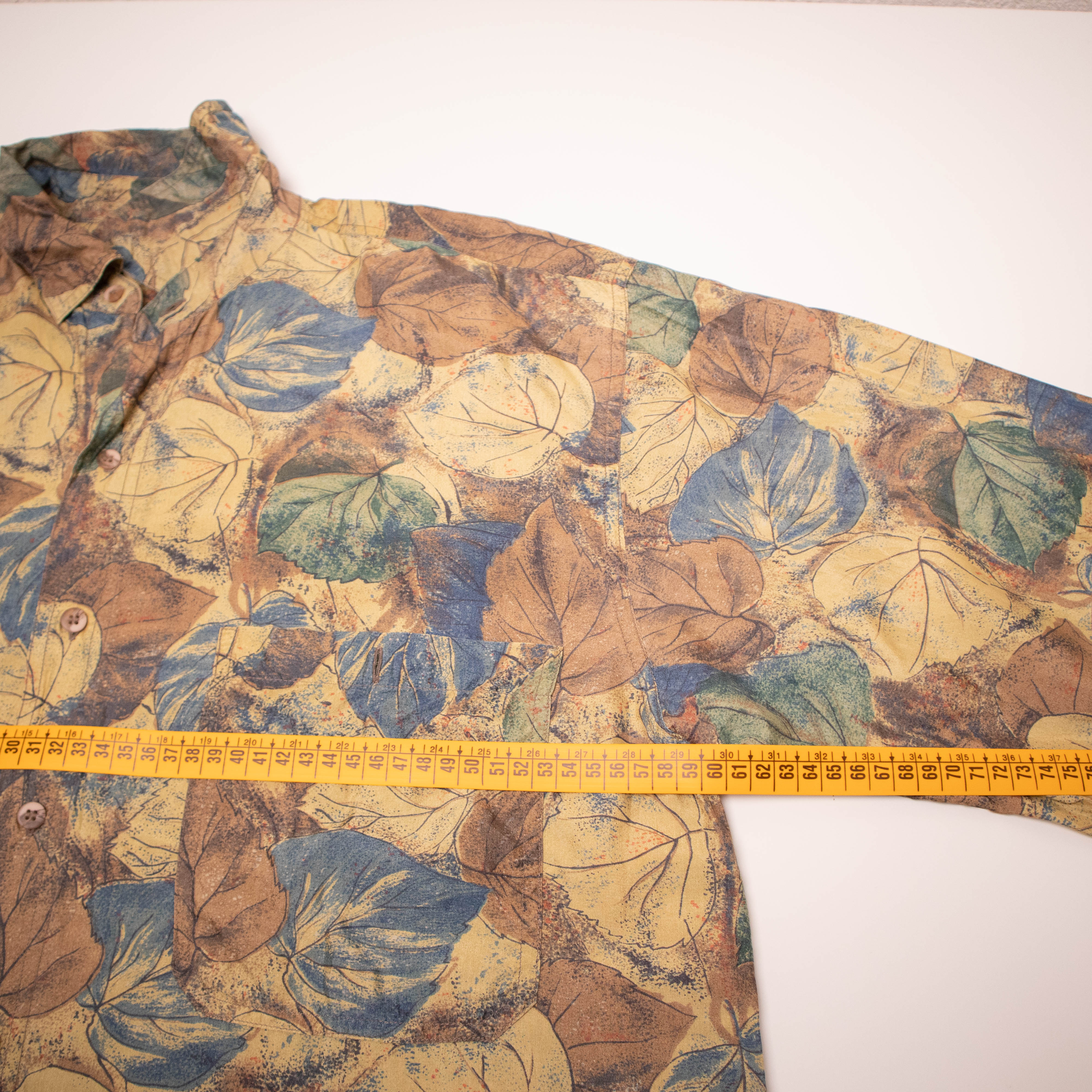 Vintage 90s brown abstract 100% silk long sleeve Shirt - Size L