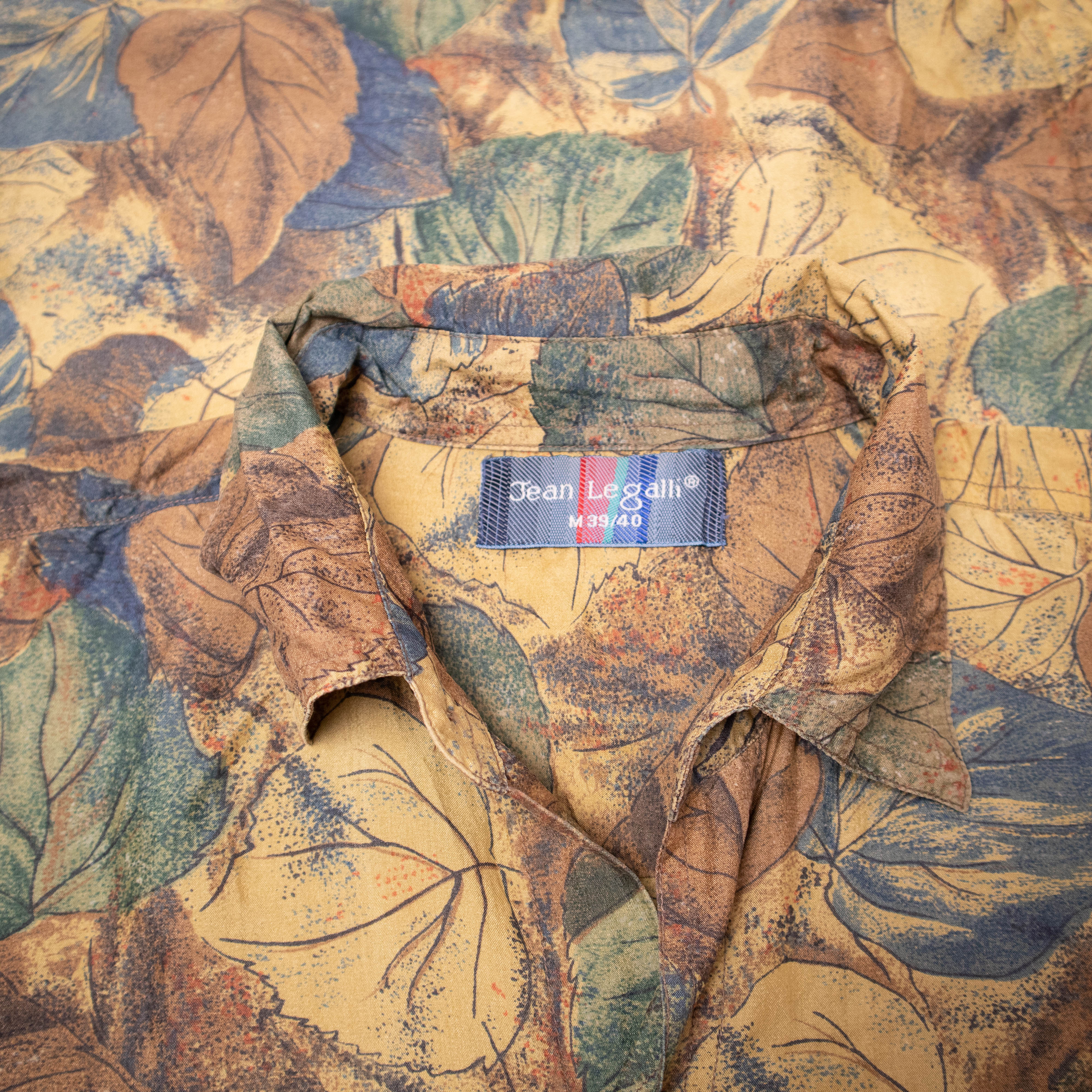 Vintage 90s brown abstract 100% silk long sleeve Shirt - Size L