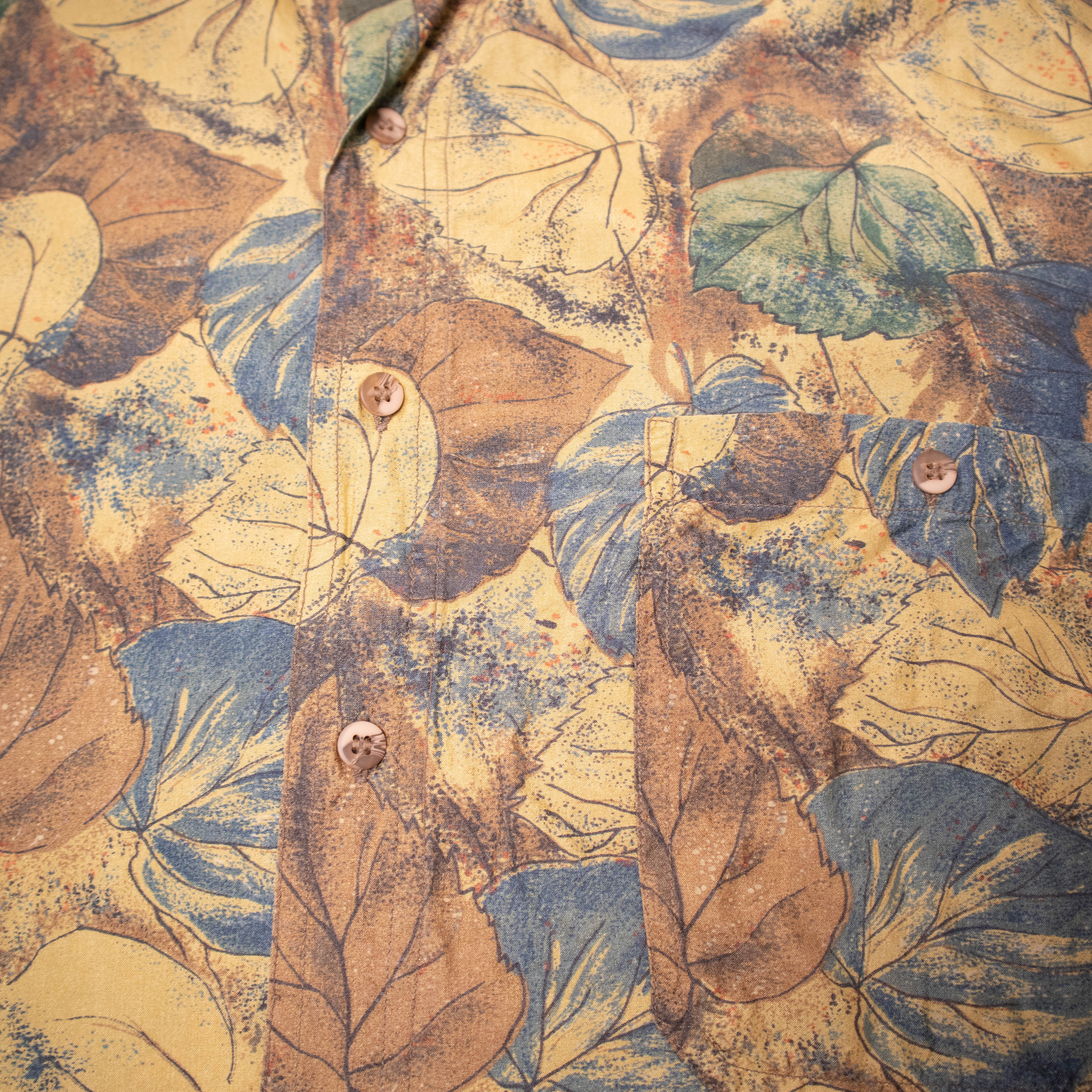 Vintage 90s brown abstract 100% silk long sleeve Shirt - Size L