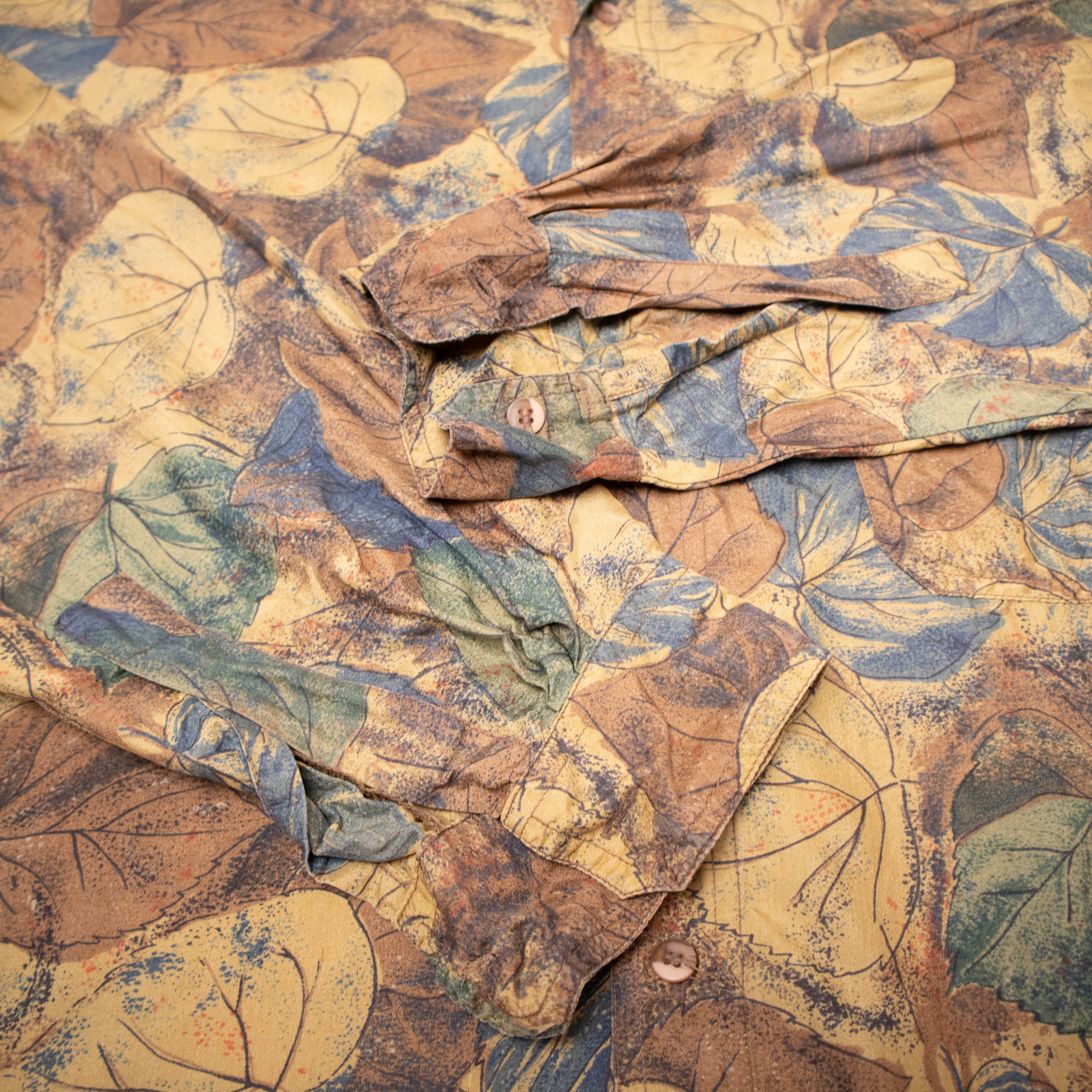 Vintage 90s brown abstract 100% silk long sleeve Shirt - Size L