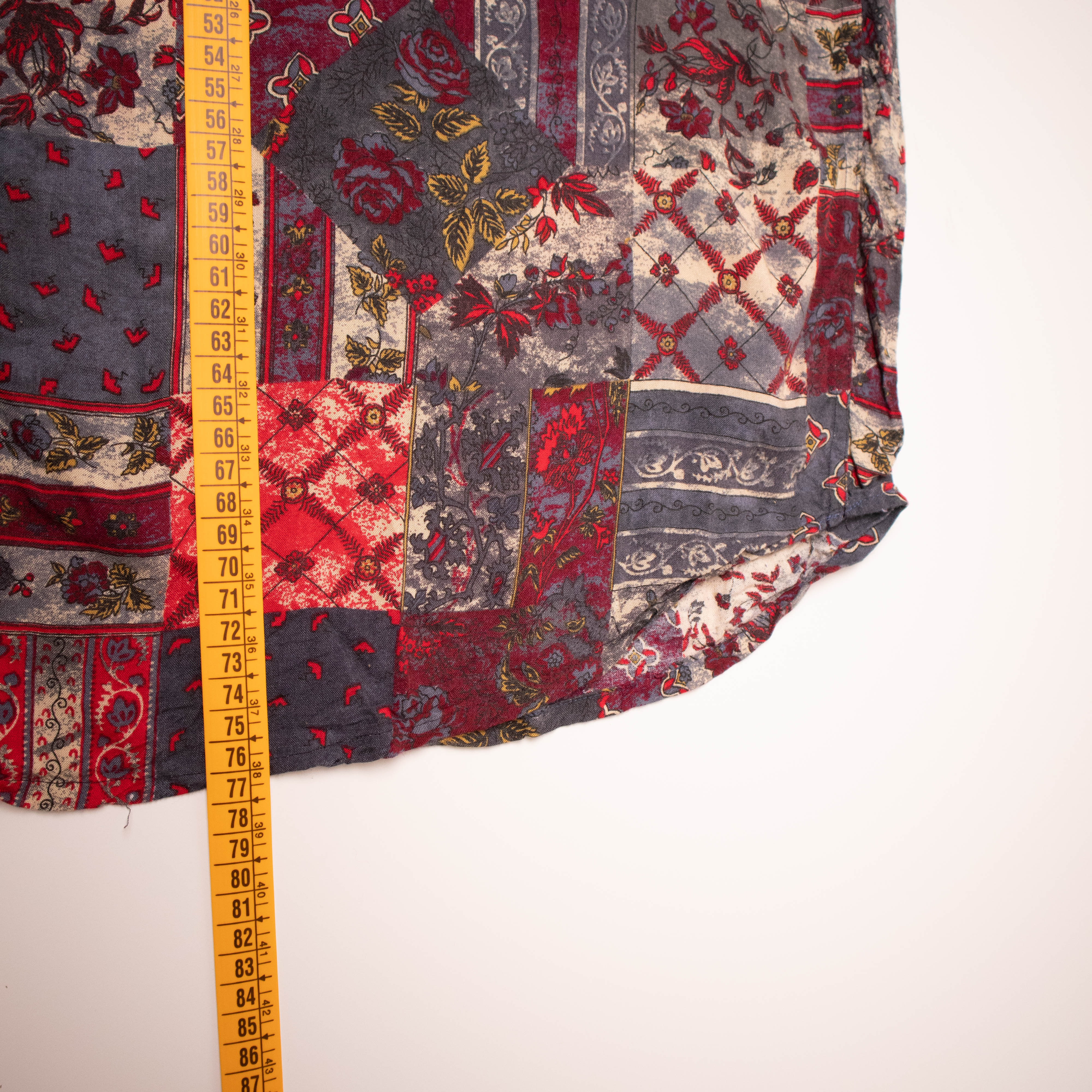 Vintage crazy abstract red and grey long sleeve Shirt - Size L/XL