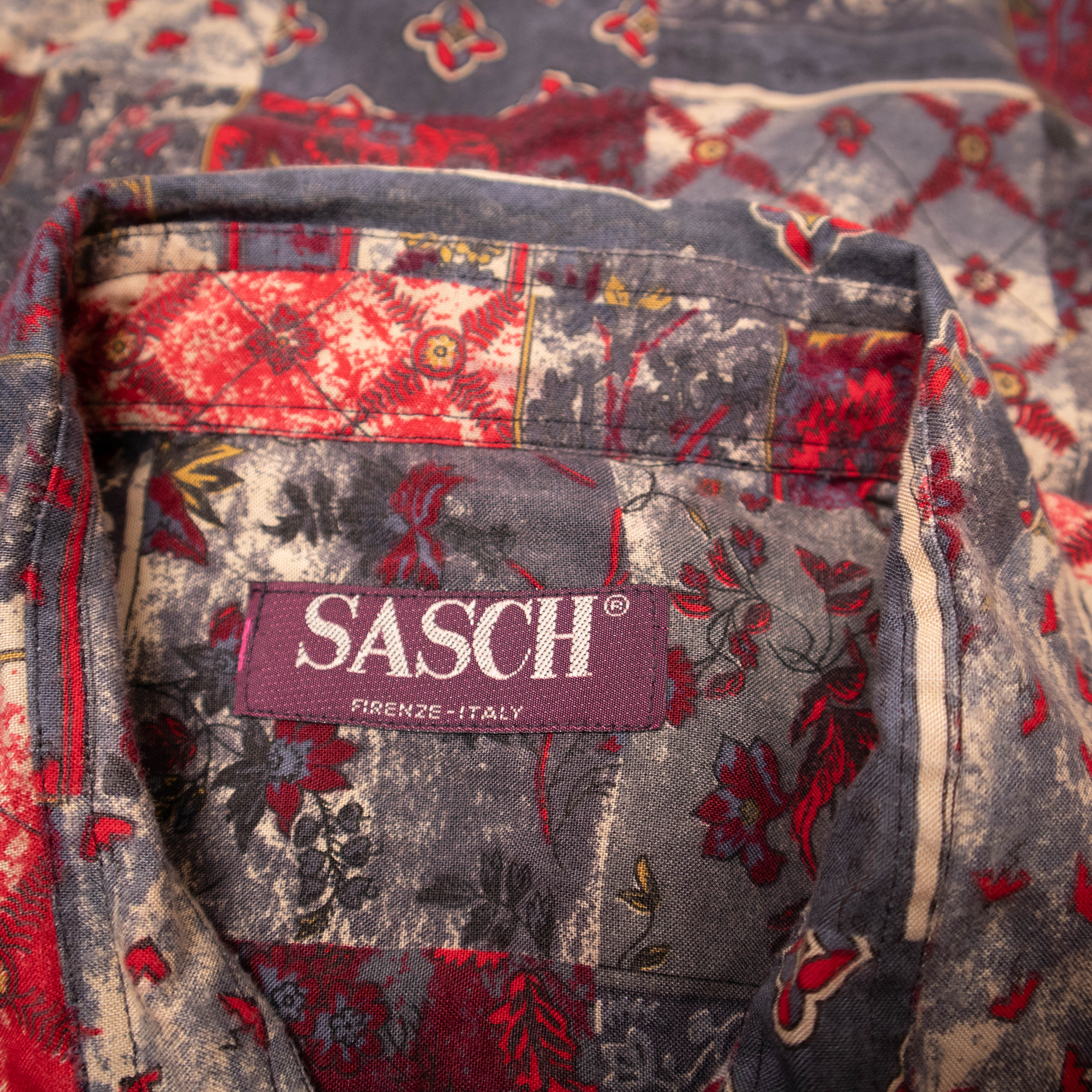 Vintage crazy abstract red and grey long sleeve Shirt - Size L/XL