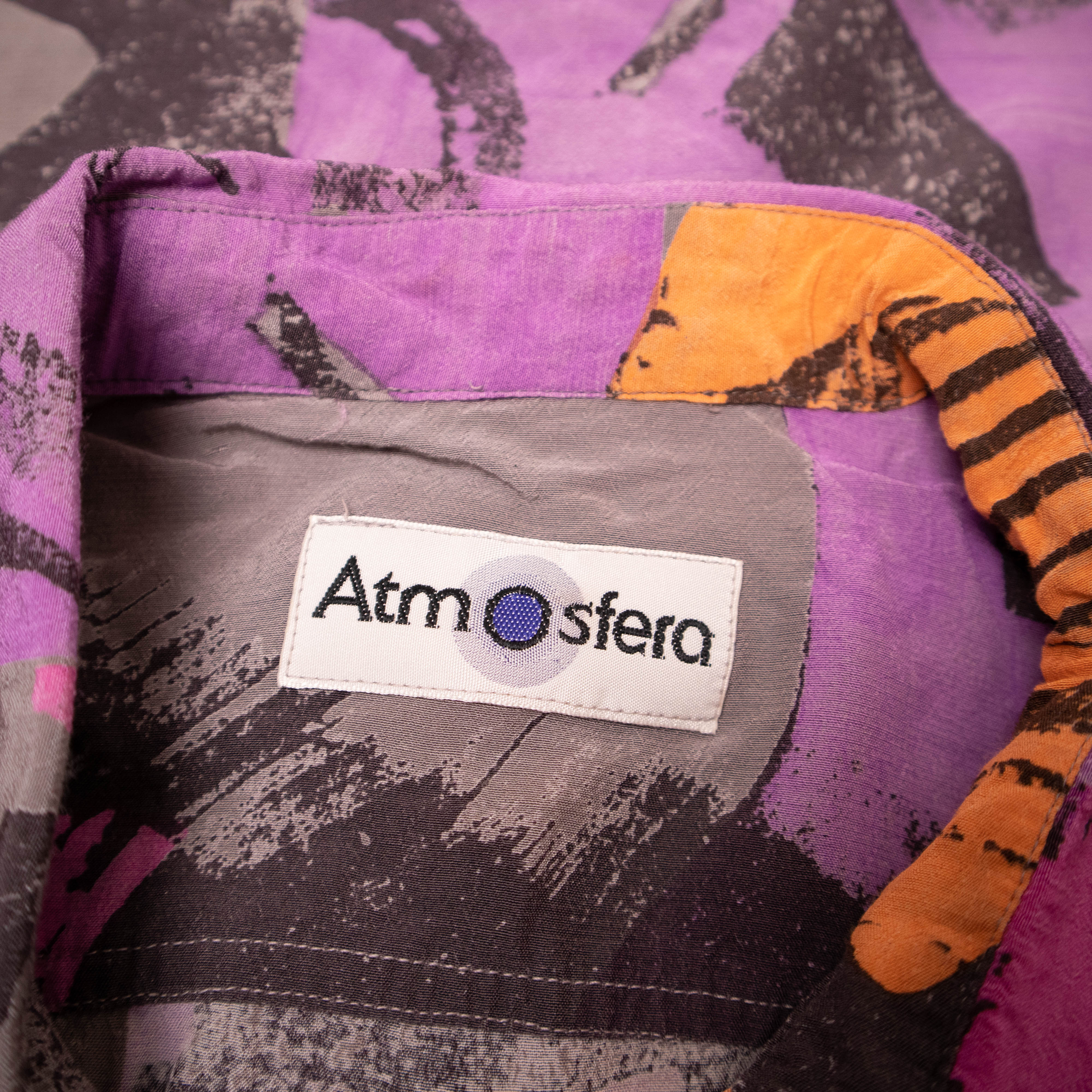 Vintage 90s crazy abstract purple and grey long sleeve Shirt - Size M