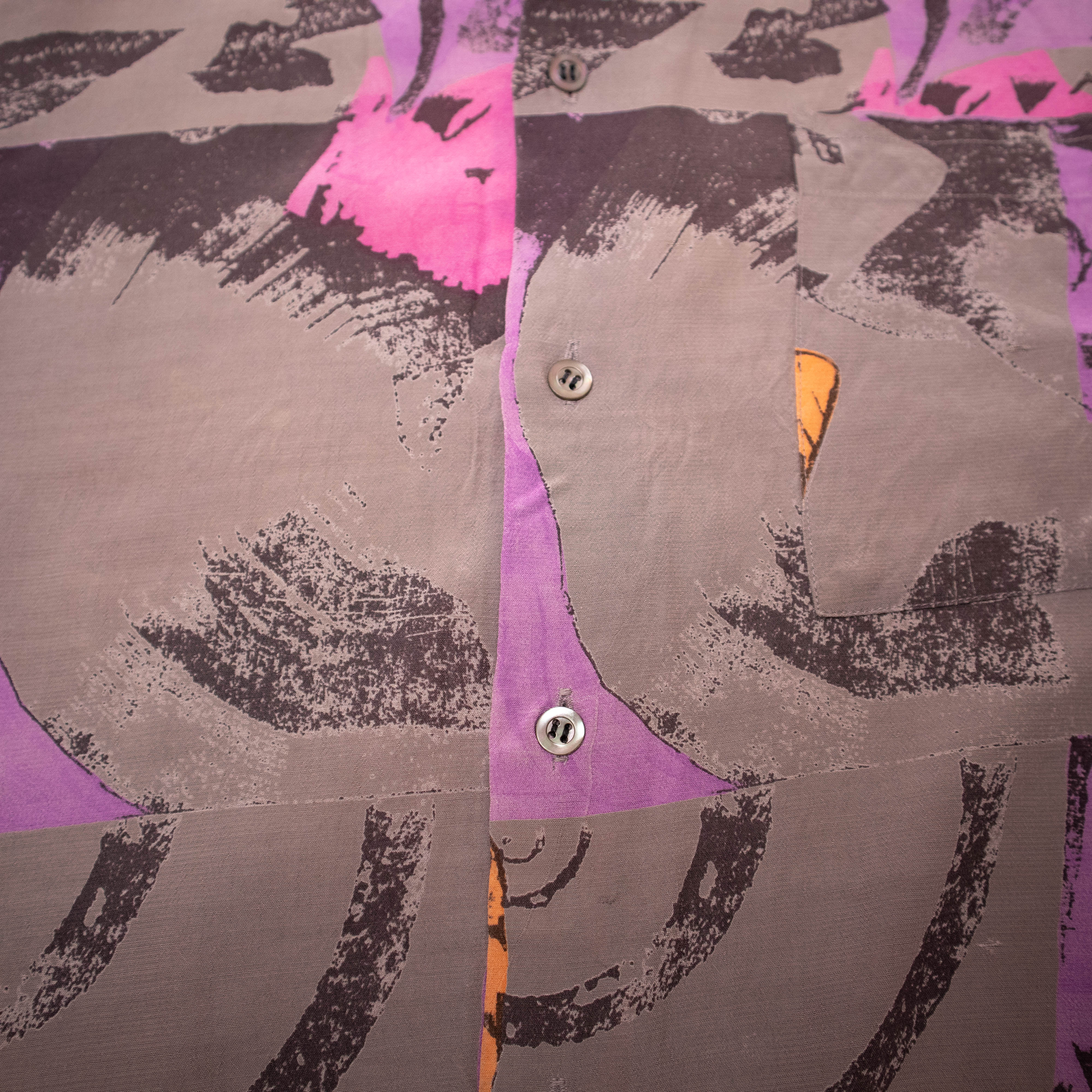 Vintage 90s crazy abstract purple and grey long sleeve Shirt - Size M