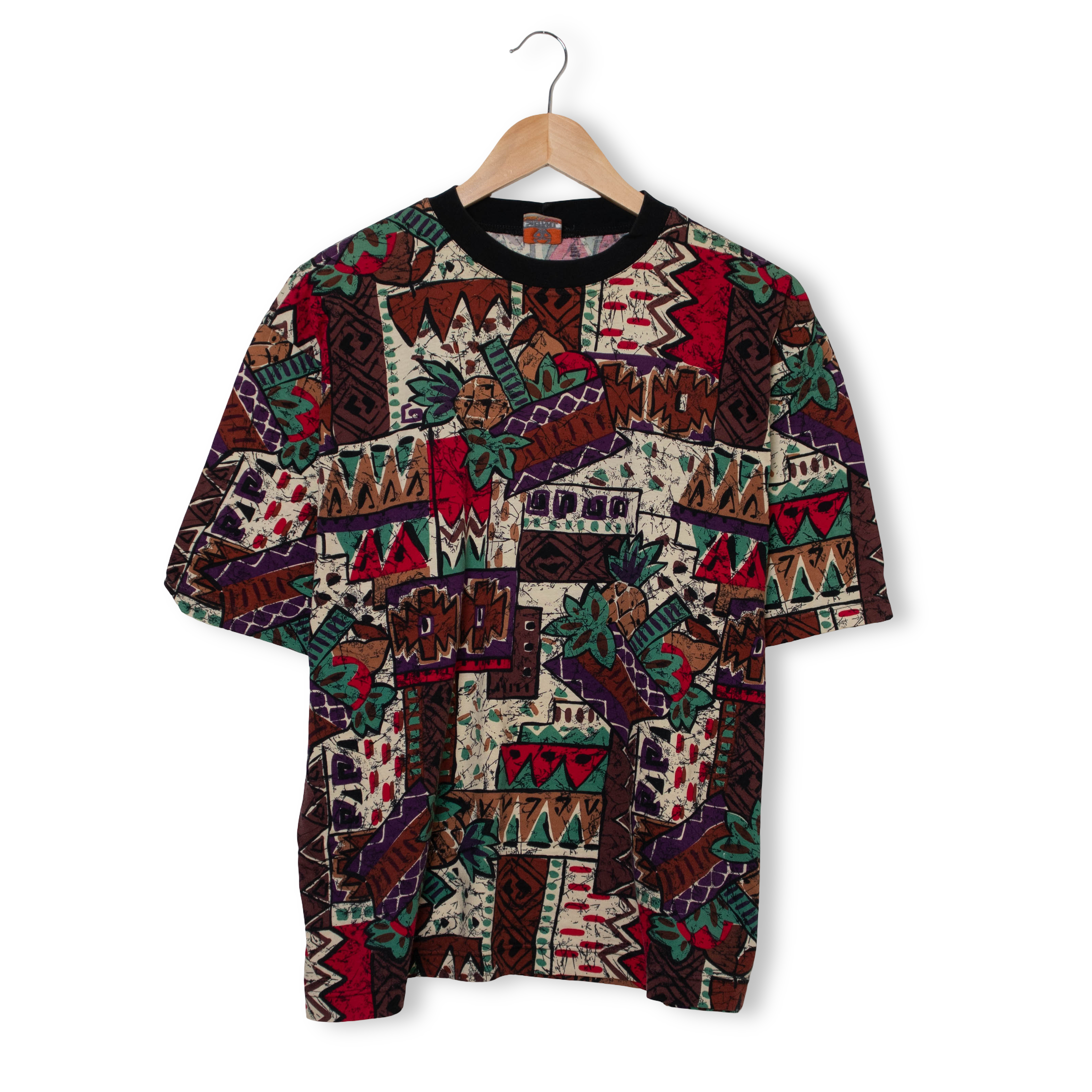 Vintage 90s red multicolor abstract graphic Stefanel T shirt - Size M