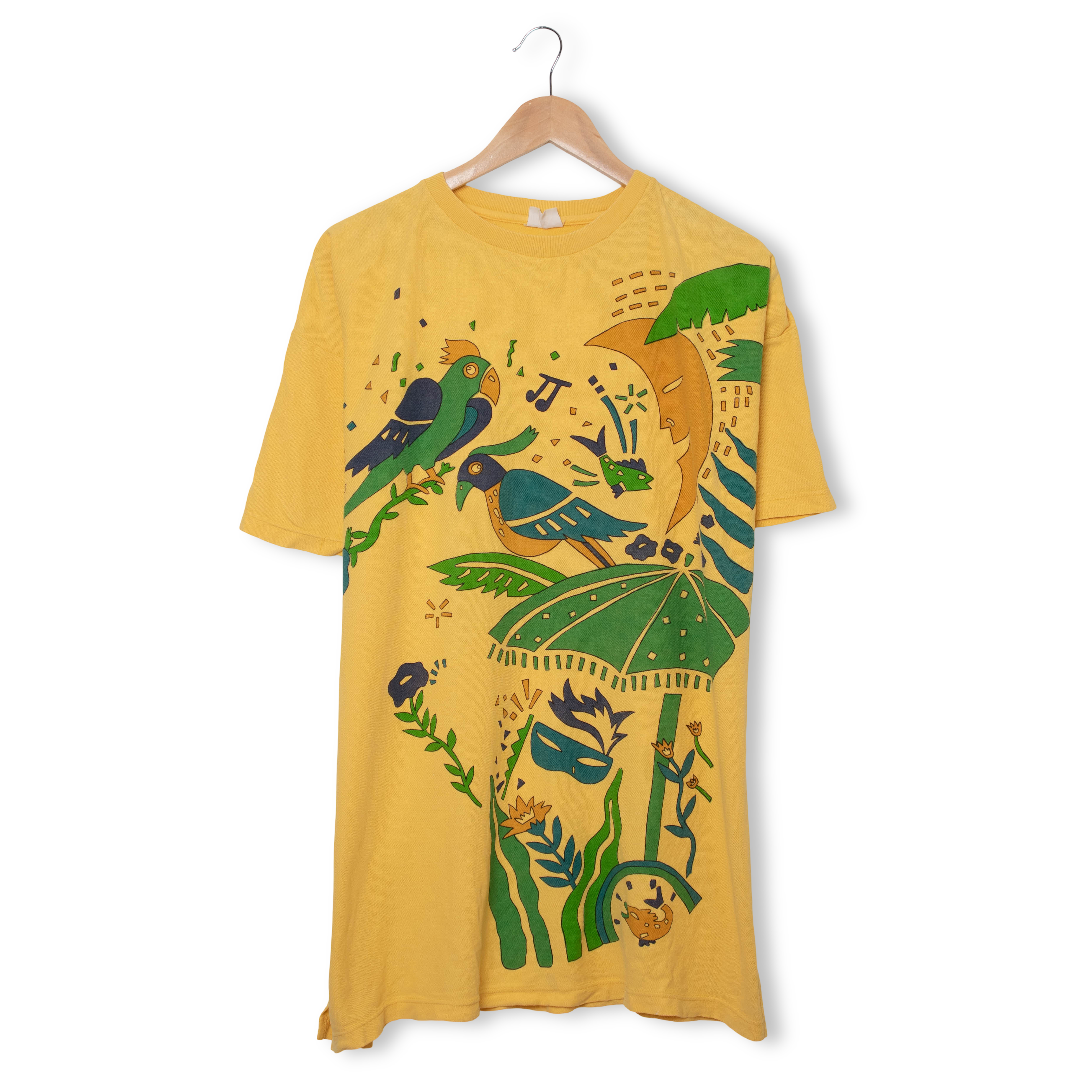 Vintage 90s yellow graphic animal print T shirt - Size XL/XXL