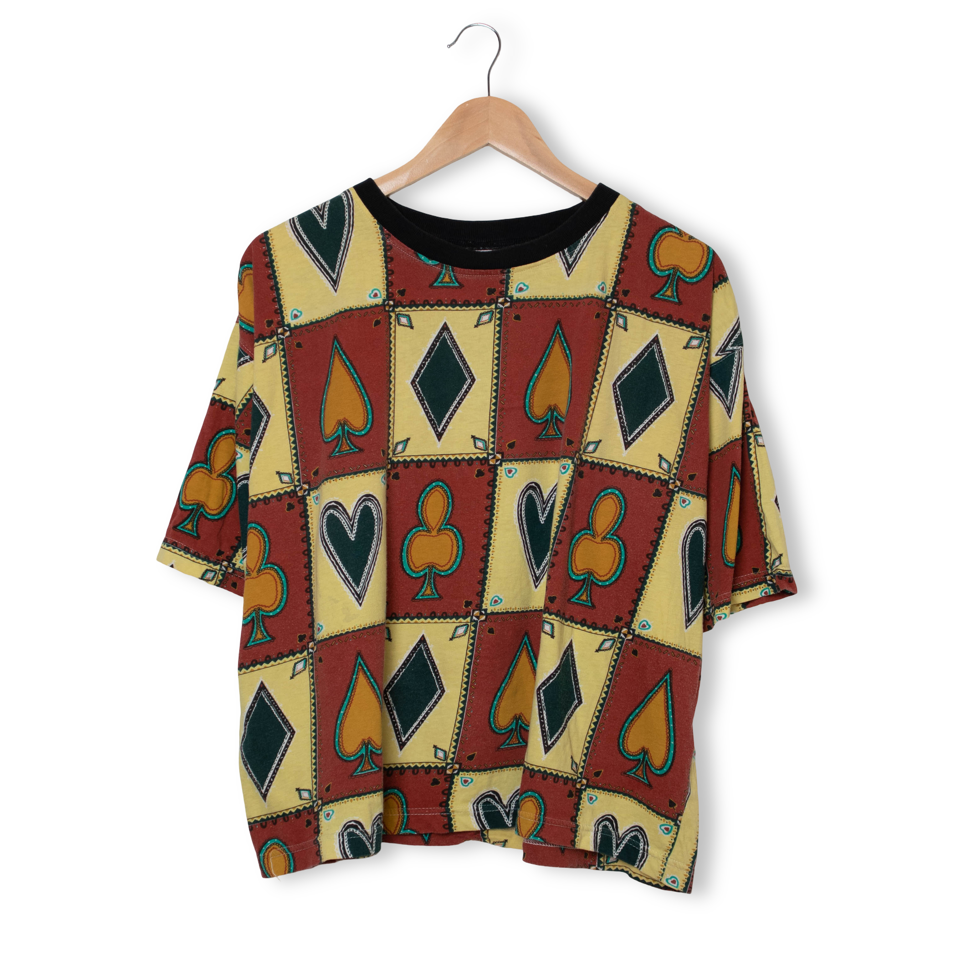 Vintage 90s red and cream poker graphic print T shirt - Size M