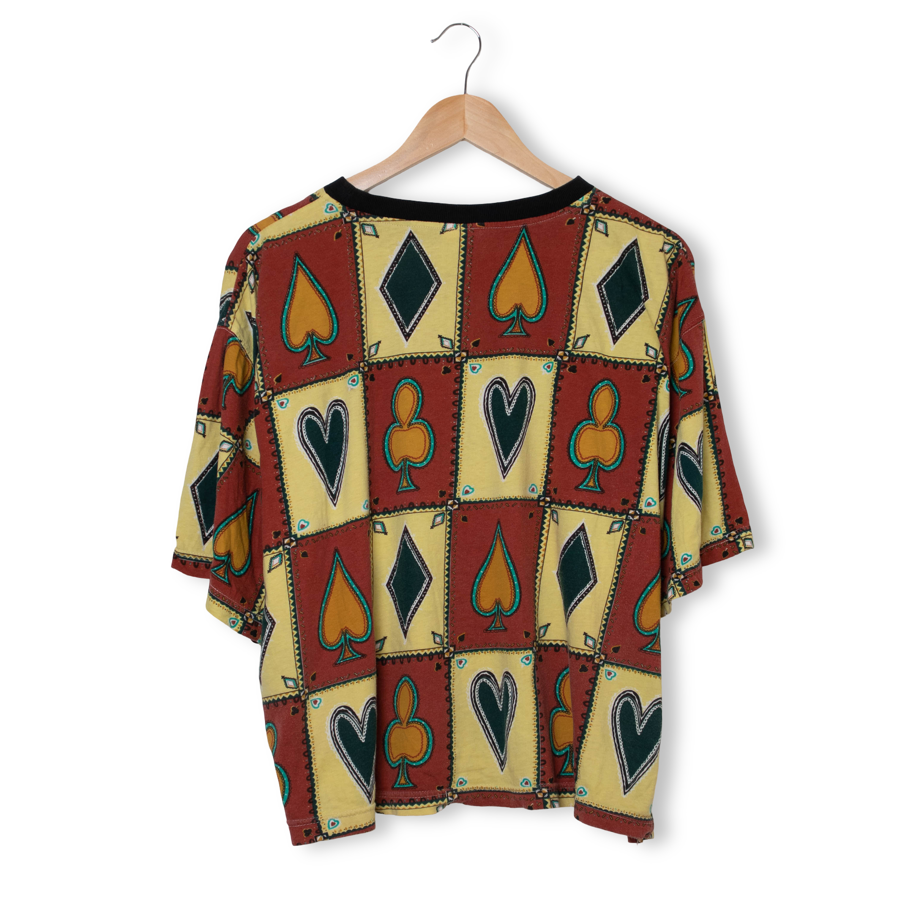 Vintage 90s red and cream poker graphic print T shirt - Size M