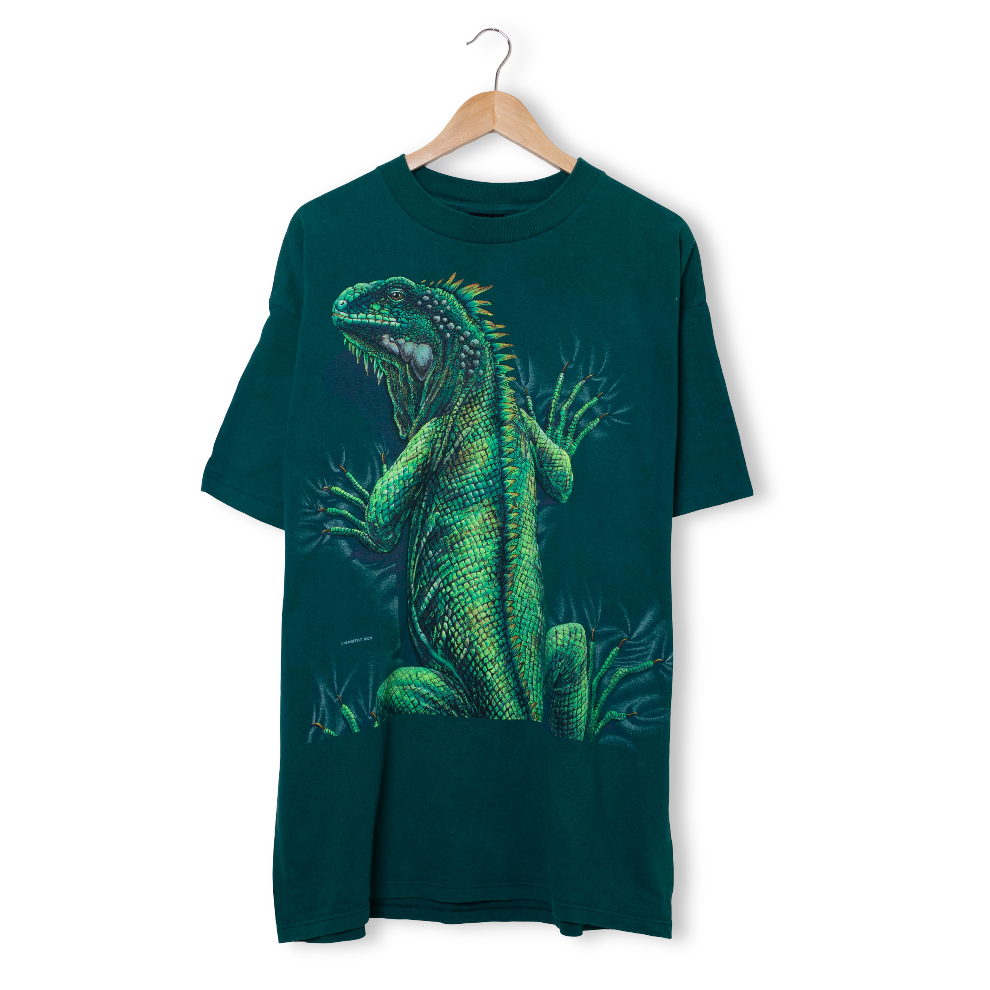 Vintage 90s dark green hyguana graphic print T shirt - Size XL